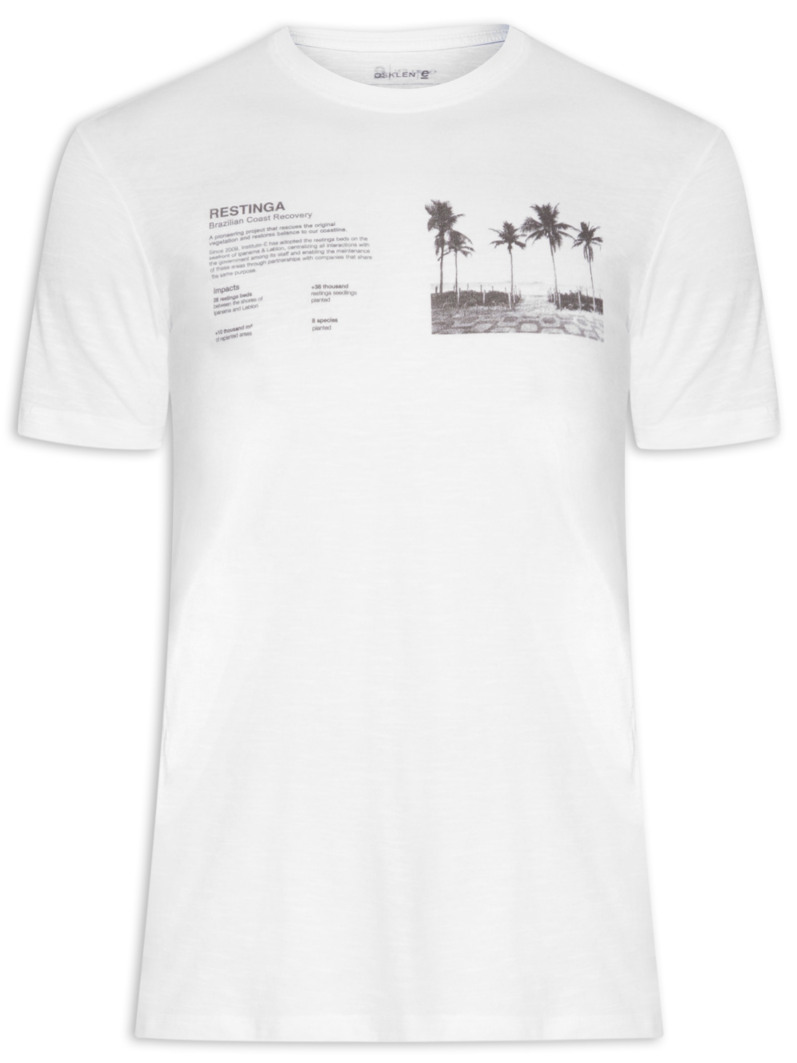 Camiseta Masculina Manga Curta Gola Careca Org Restinga Branco Osklen
