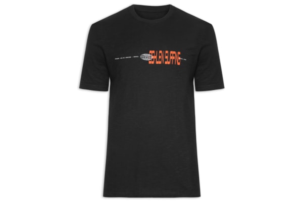 Camiseta Masculina Manga Curta Gola Careca Organic Rough Surfing Glitch - Preto