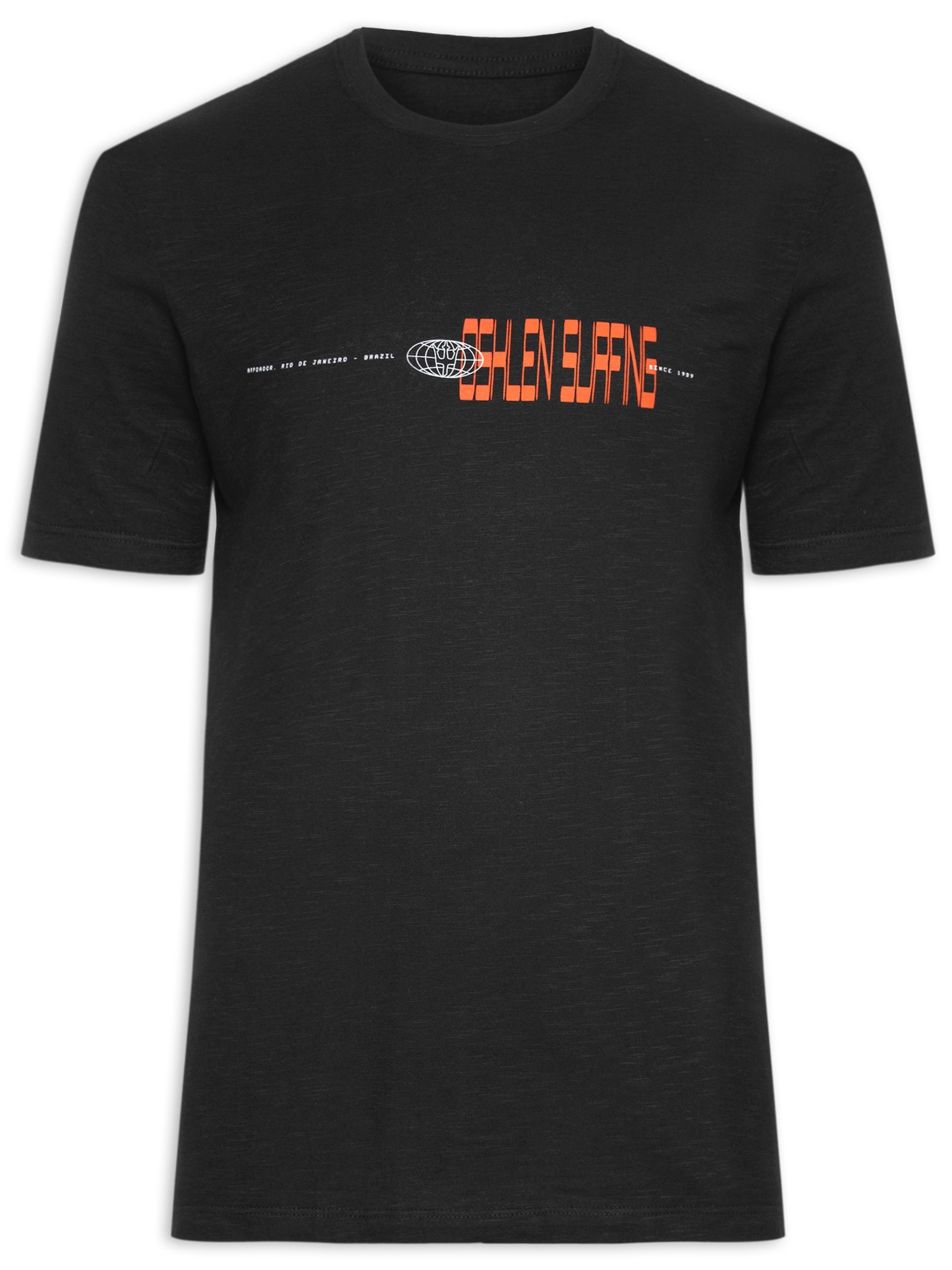 Camiseta Masculina Manga Curta Gola Careca Organic Rough Surfing Glitch Preto Osklen