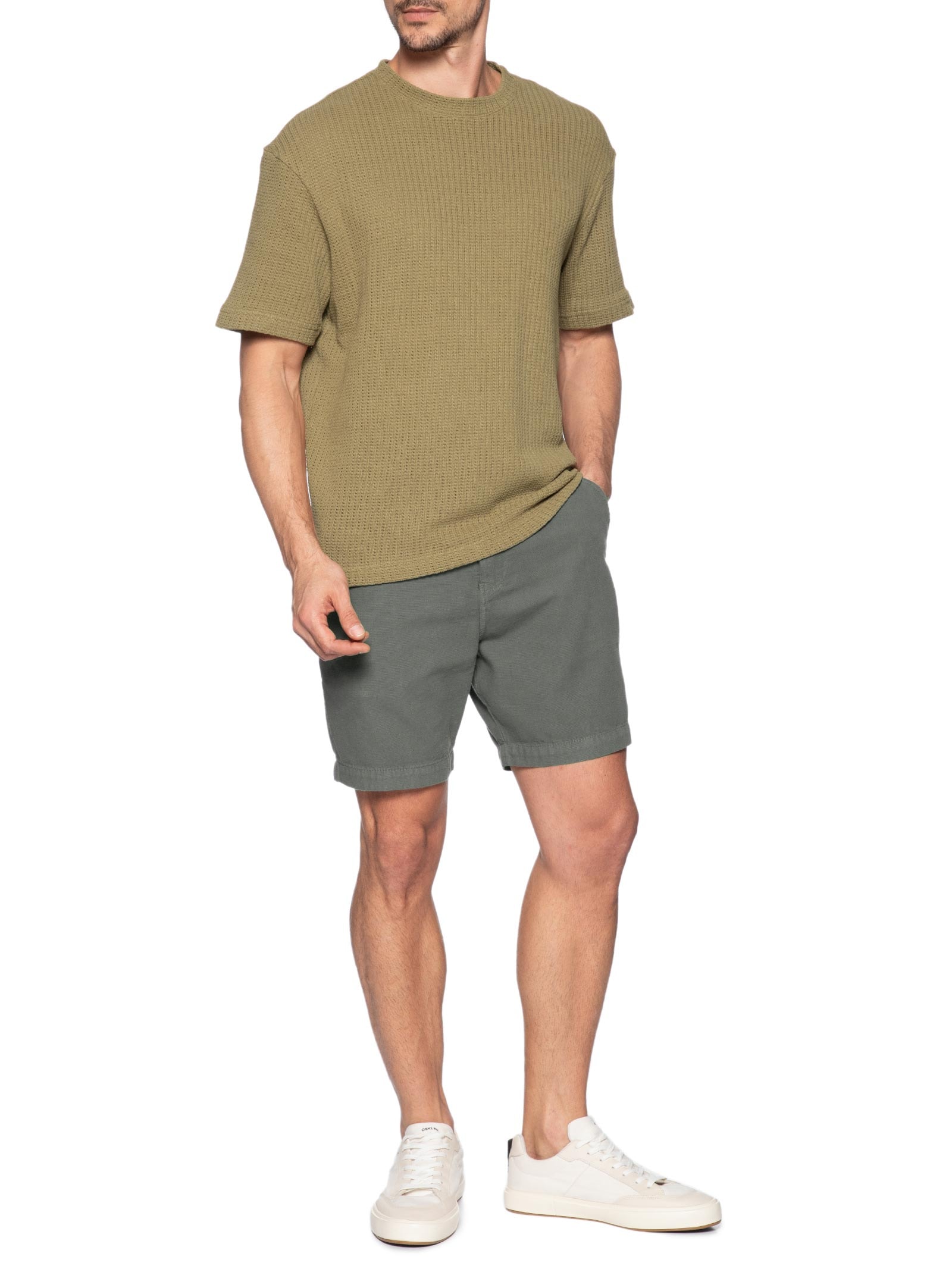 Camiseta Masculina Manga Curta Gola Careca Over Cut Rustic Knit Marrom Osklen