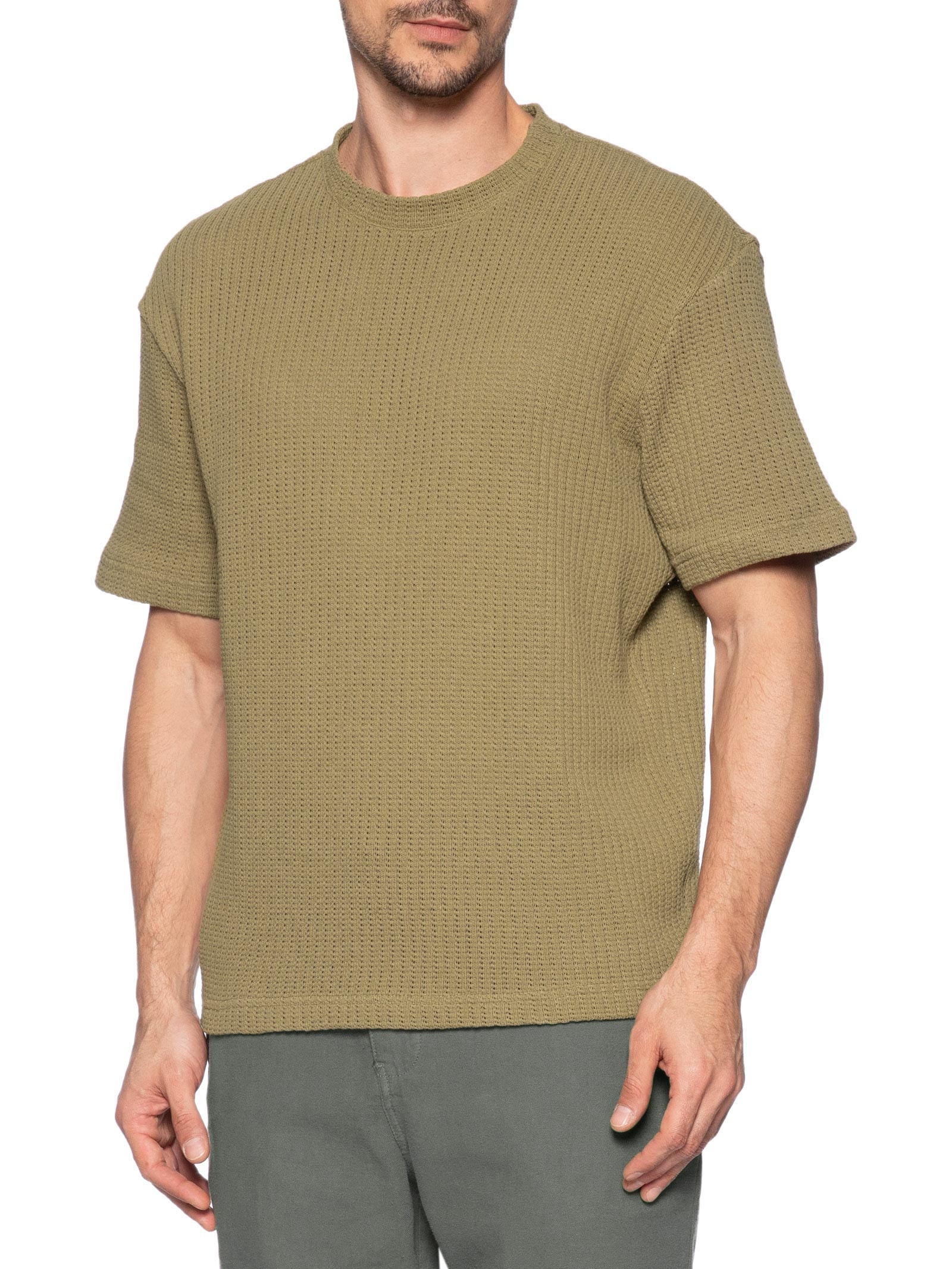 Camiseta Masculina Manga Curta Gola Careca Over Cut Rustic Knit Marrom Osklen