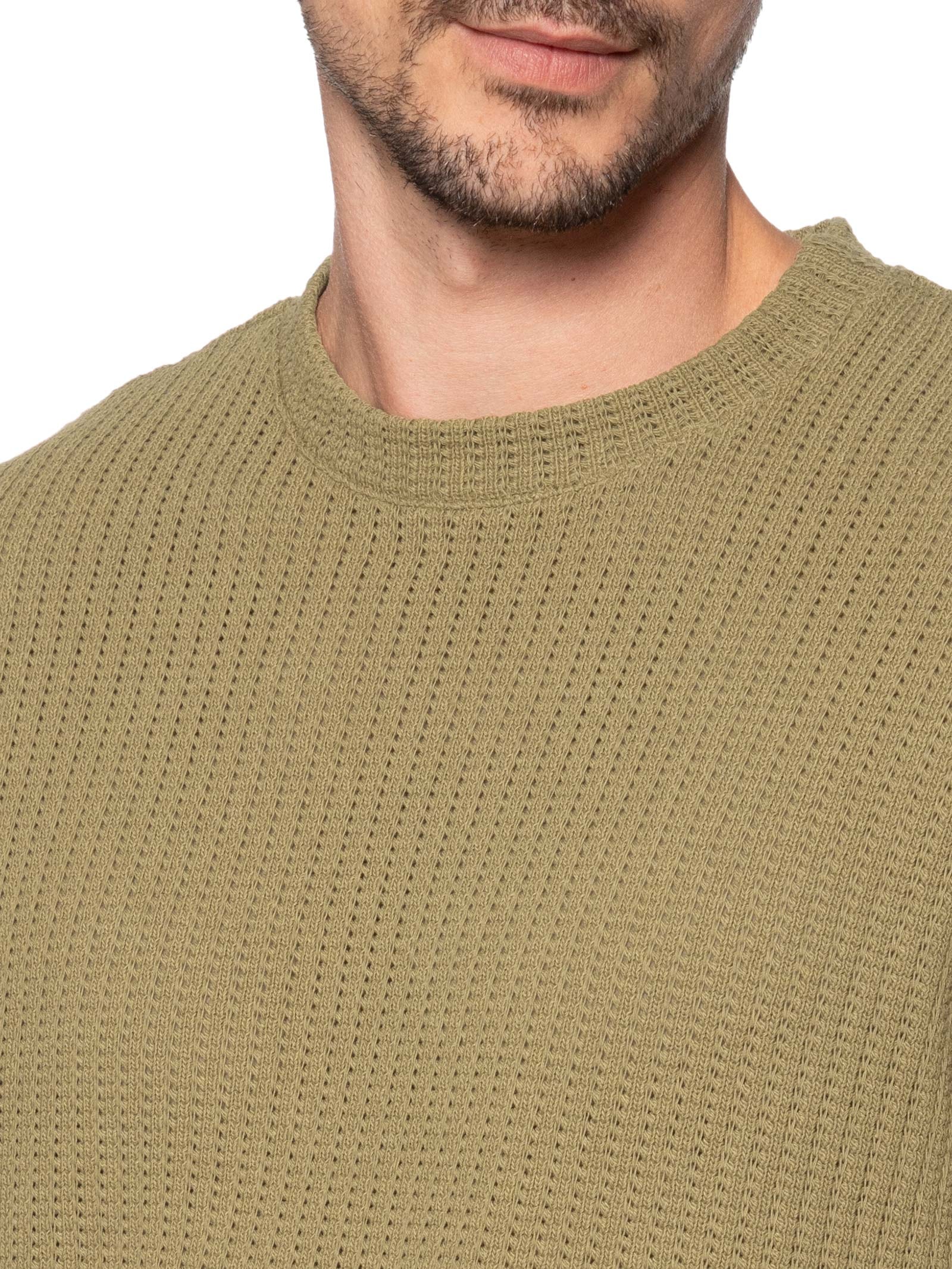 Camiseta Masculina Manga Curta Gola Careca Over Cut Rustic Knit Marrom Osklen