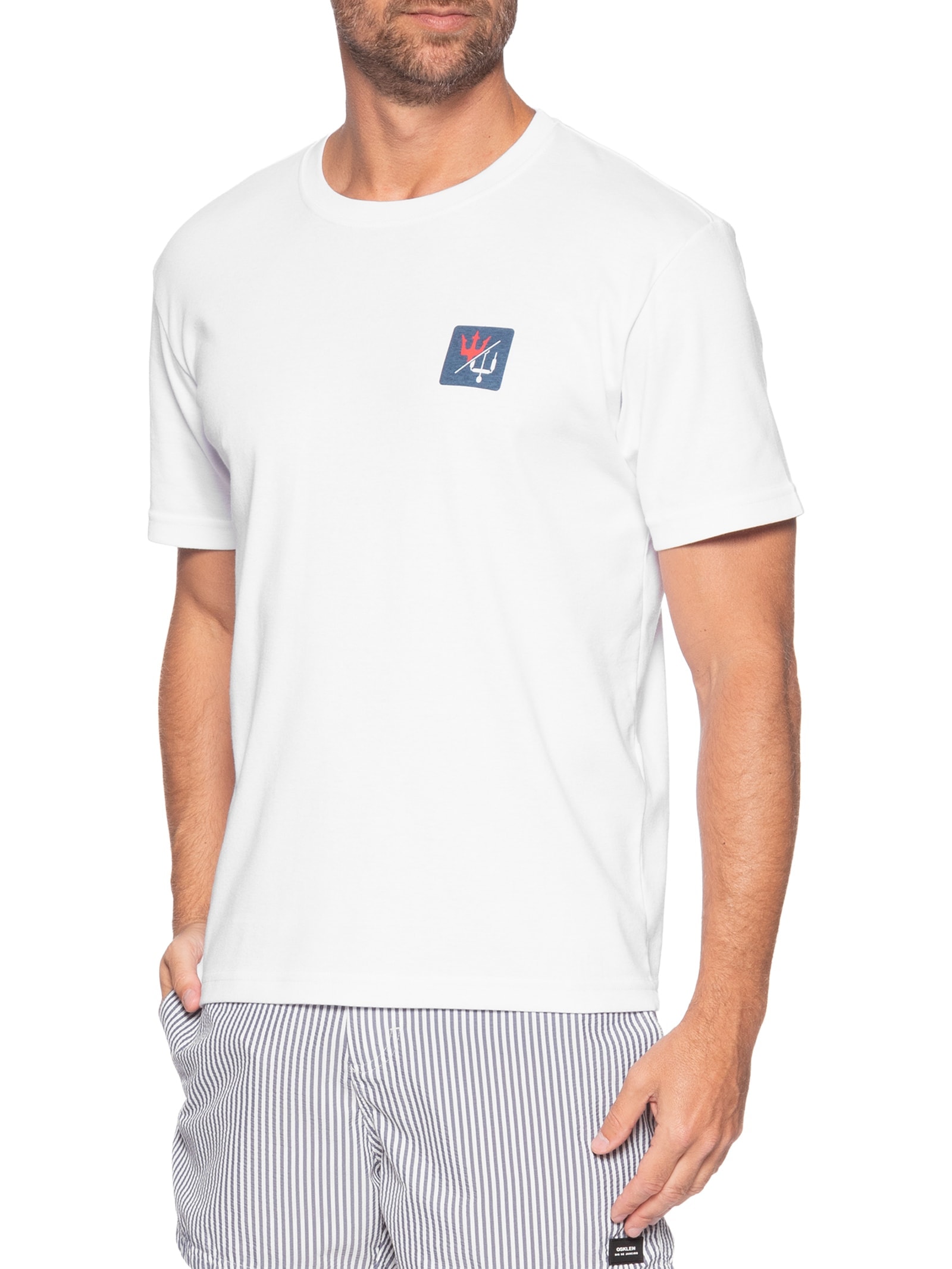 Camiseta Masculina Manga Curta Gola Careca Over Kite Box Branco Osklen