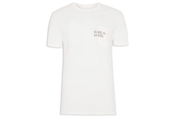 Camiseta Masculina Manga Curta Gola Careca Pocket Made In Brazil  - Off White