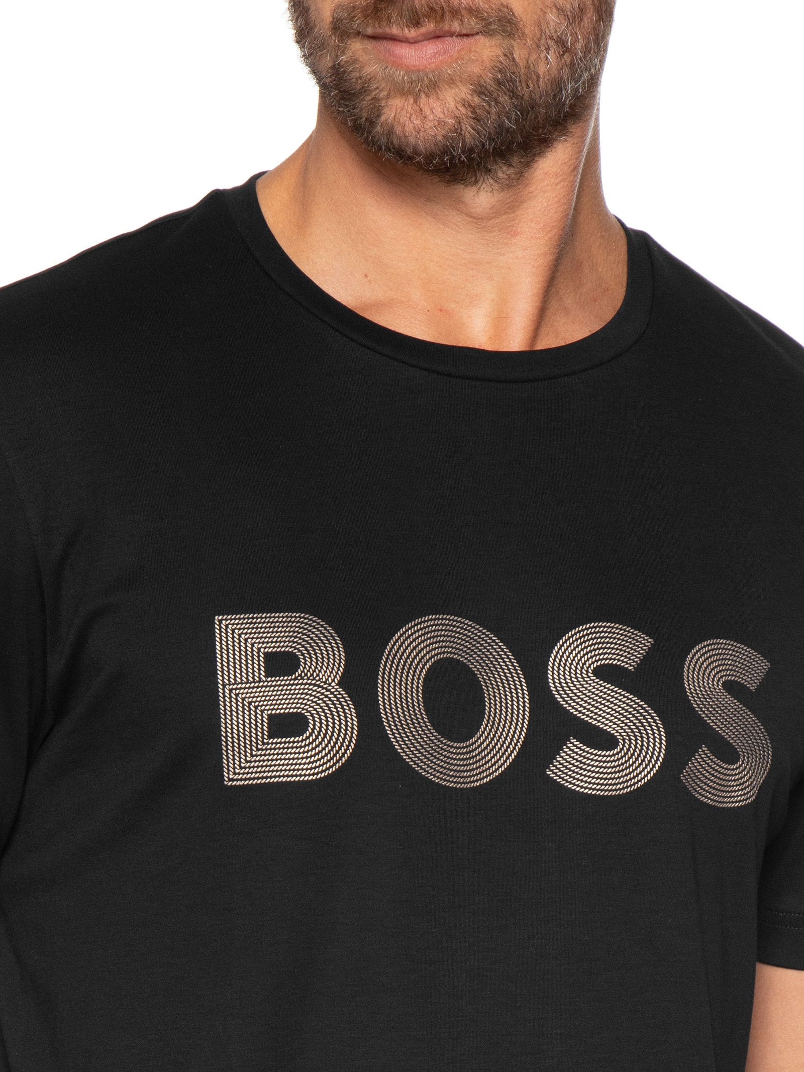 Camiseta Masculina Manga Curta Gola Careca Preto Boss