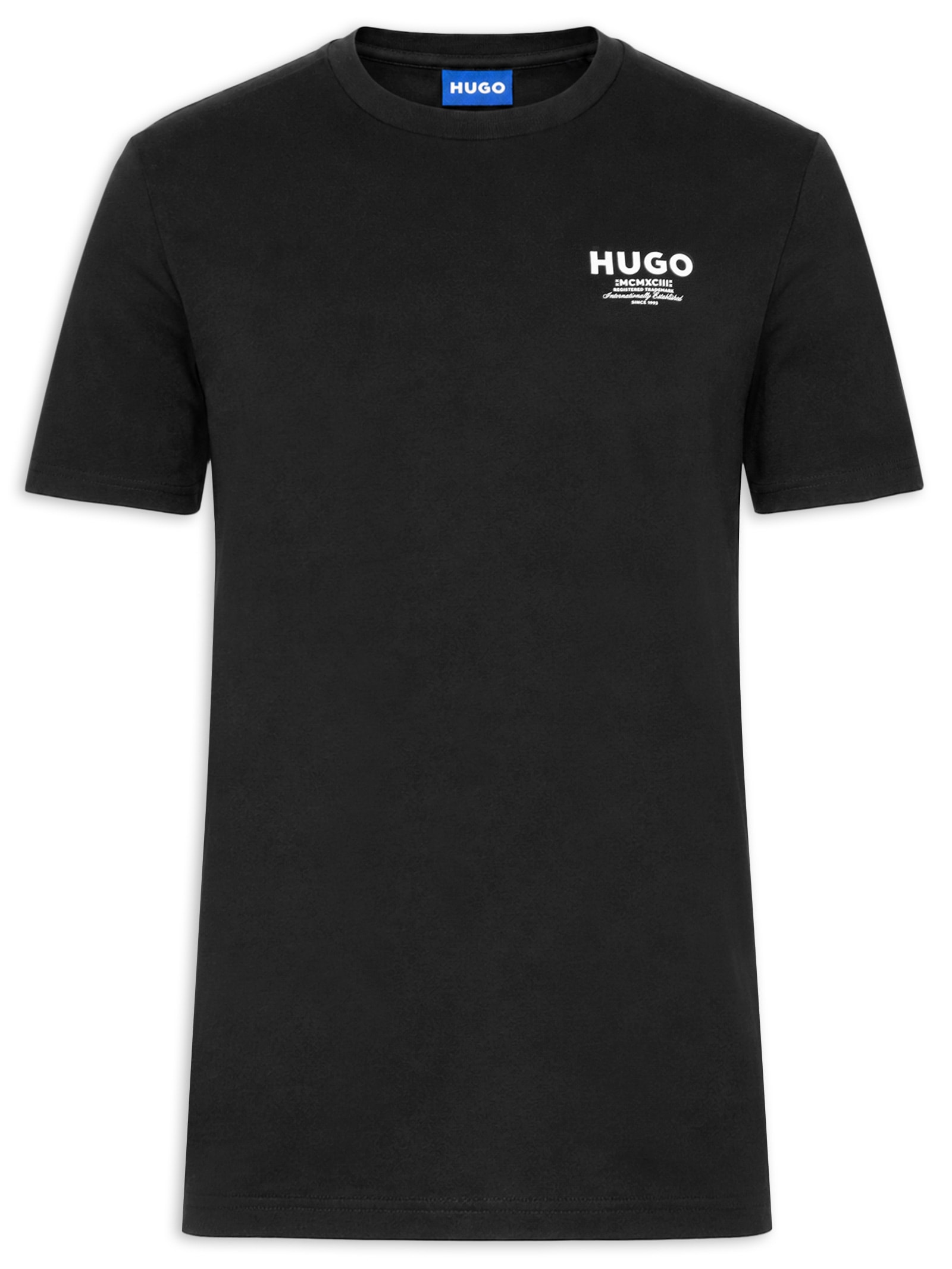 Camiseta Masculina Manga Curta Gola Careca Preto Hugo