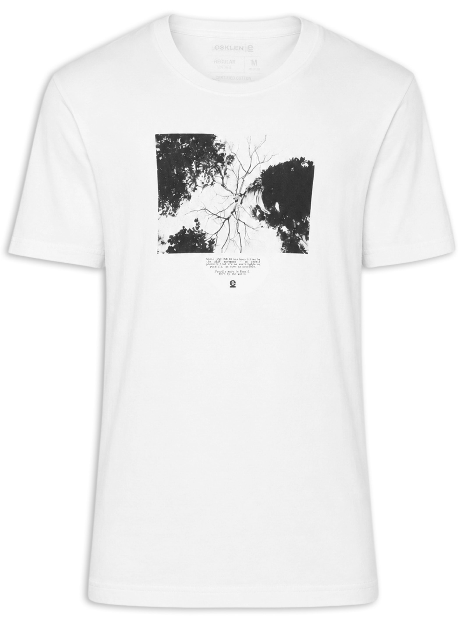 Camiseta Masculina Manga Curta Gola Careca Regular Vintage Amazon Journ Branco Osklen