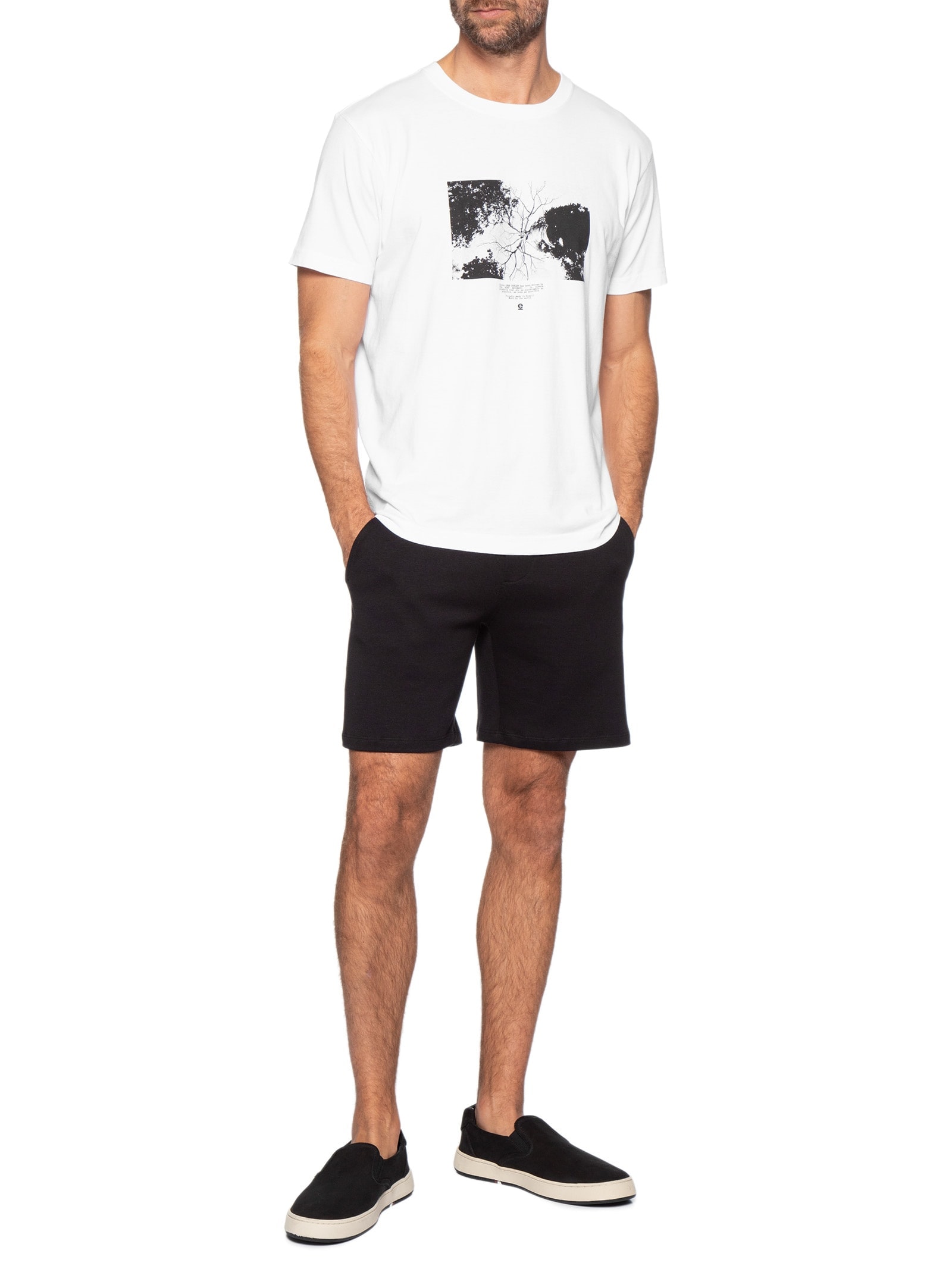 Camiseta Masculina Manga Curta Gola Careca Regular Vintage Amazon Journ Branco Osklen