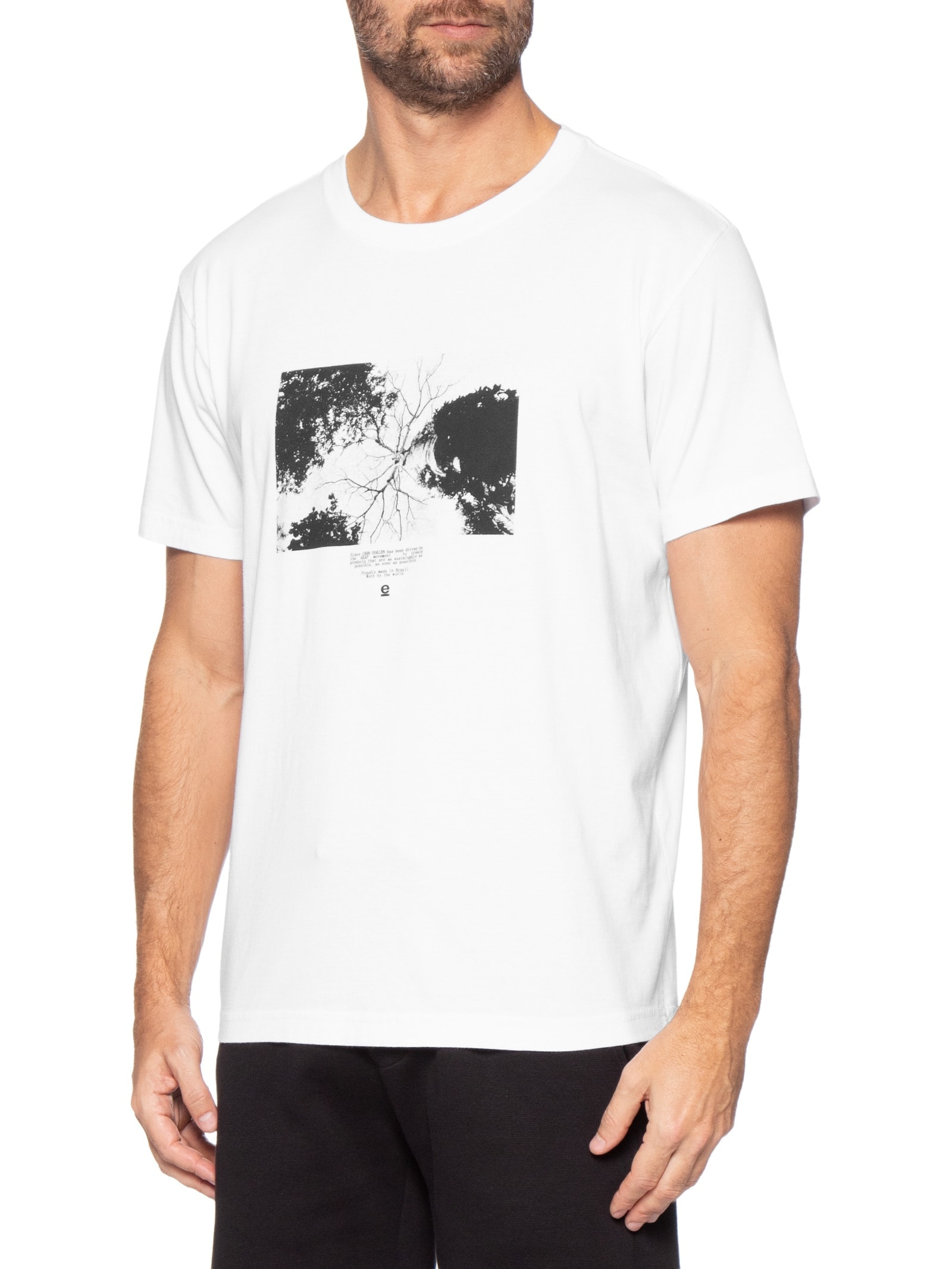 Camiseta Masculina Manga Curta Gola Careca Regular Vintage Amazon Journ Branco Osklen