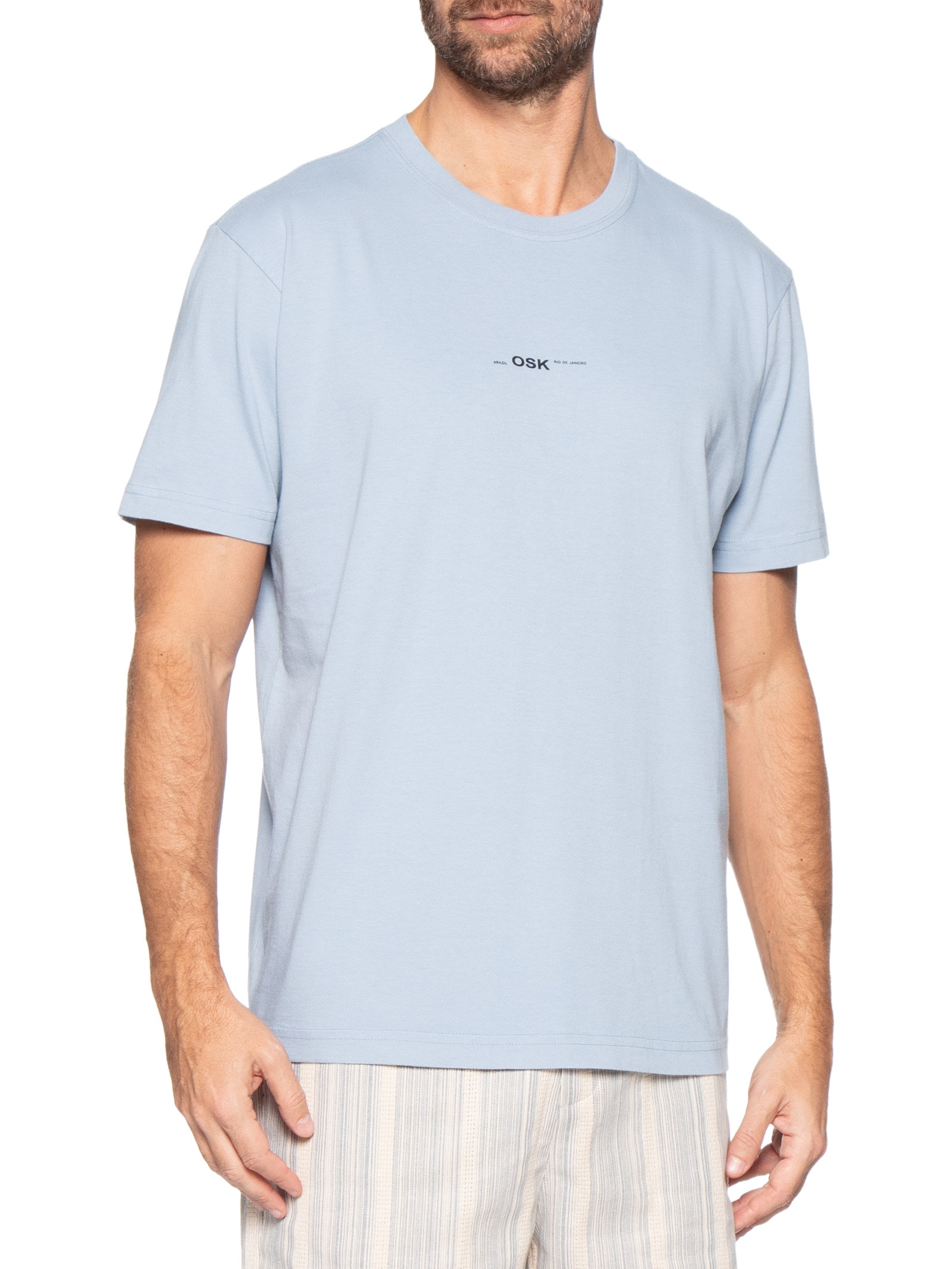 Camiseta Masculina Manga Curta Gola Careca Regular Vintage Osk Azul Osklen