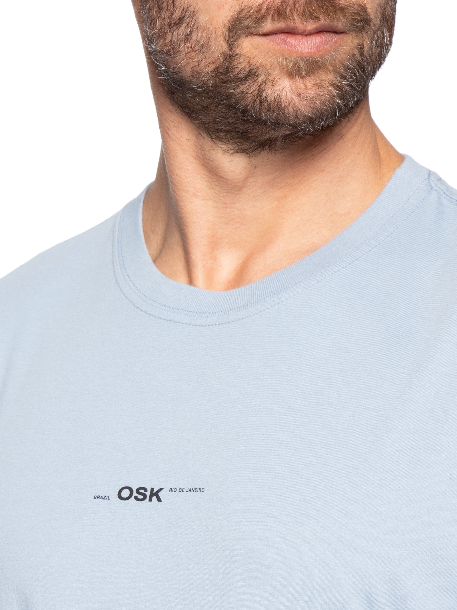 Camiseta Masculina Manga Curta Gola Careca Regular Vintage Osk Azul Osklen