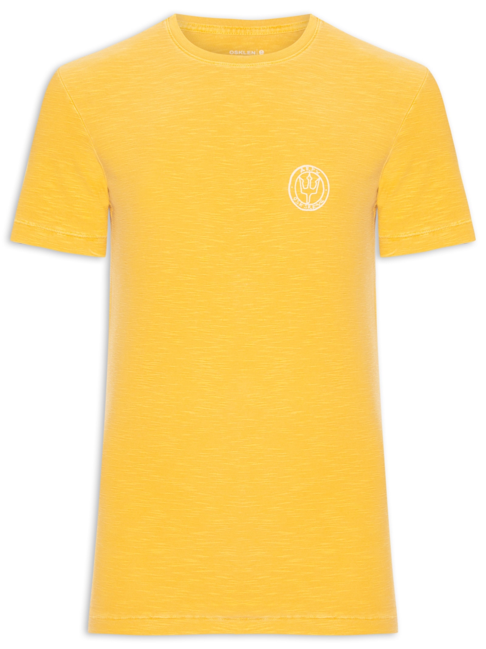 Camiseta Masculina Manga Curta Gola Careca Rough Arp Handmade Slim Amarelo Osklen