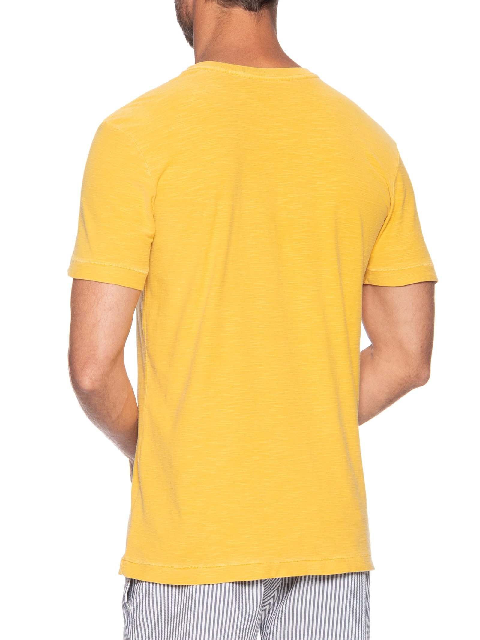 Camiseta Masculina Manga Curta Gola Careca Rough Arp Handmade Slim Amarelo Osklen