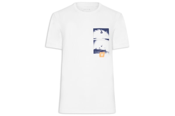 Camiseta Masculina Manga Curta Gola Careca Rough Kite Shots Slim - Branco