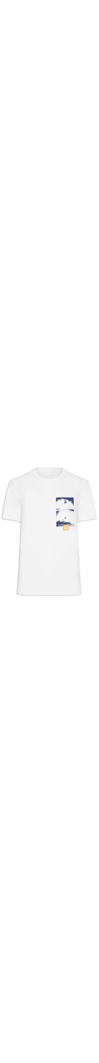 Camiseta Masculina Manga Curta Gola Careca Rough Kite Shots Slim - Branco