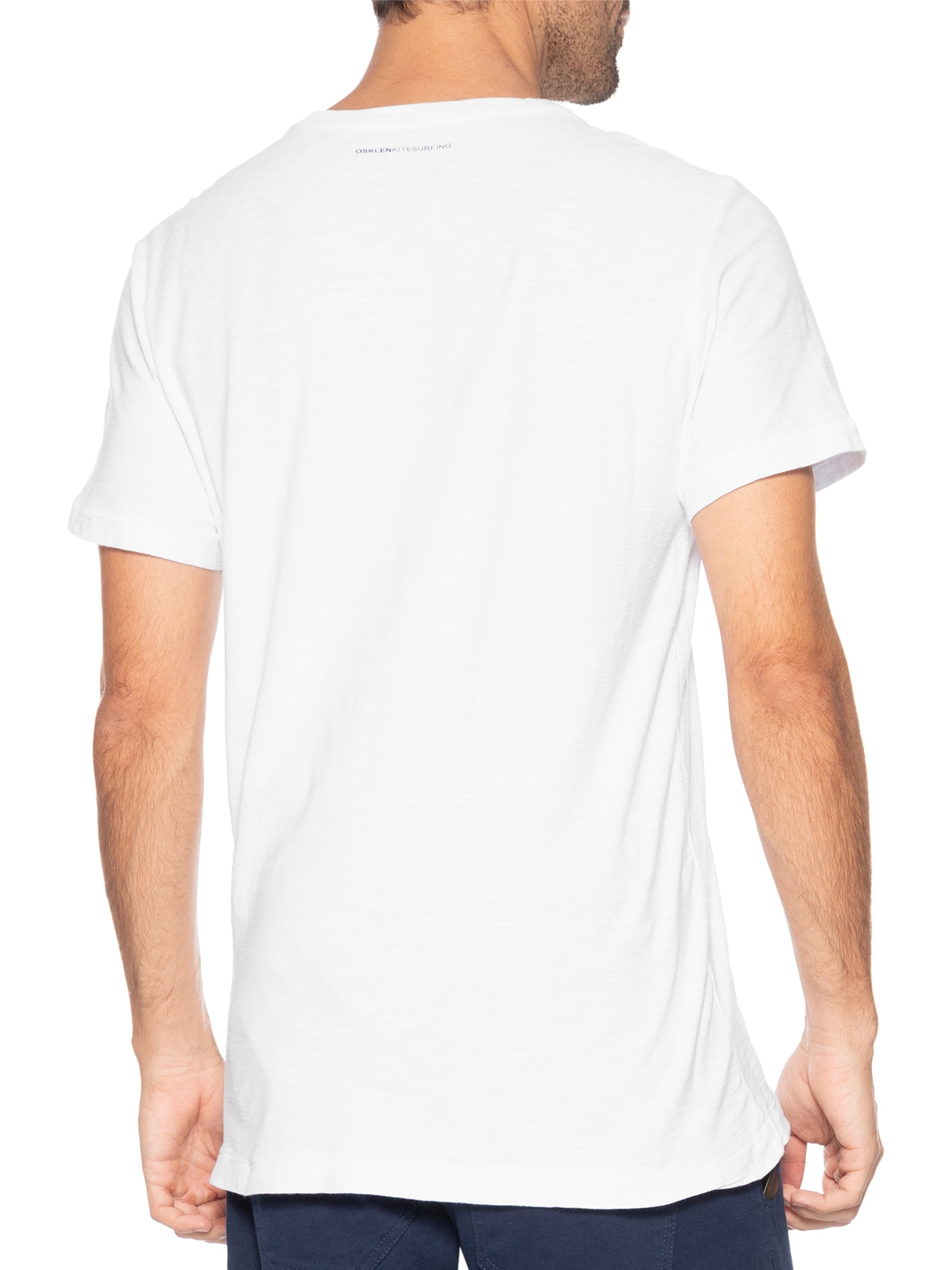 Camiseta Masculina Manga Curta Gola Careca Rough Kite Shots Slim Branco Osklen