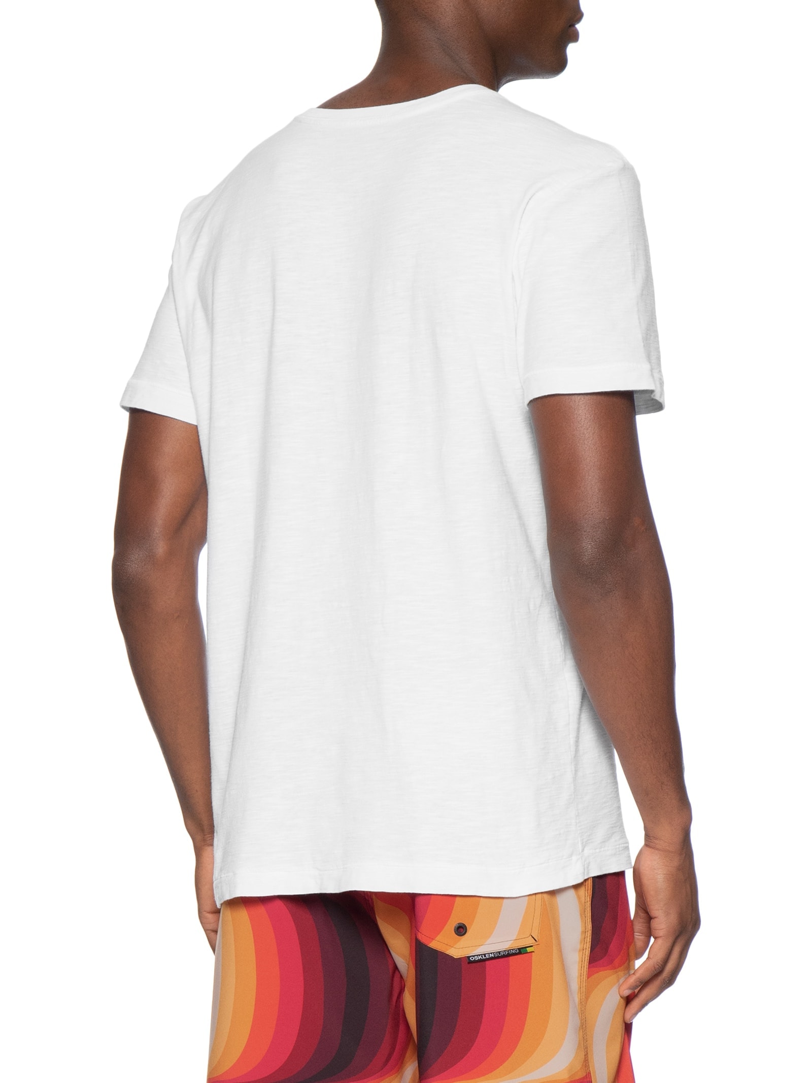 Camiseta Masculina Manga Curta Gola Careca Rough Rio Postcard Slim Branco Osklen