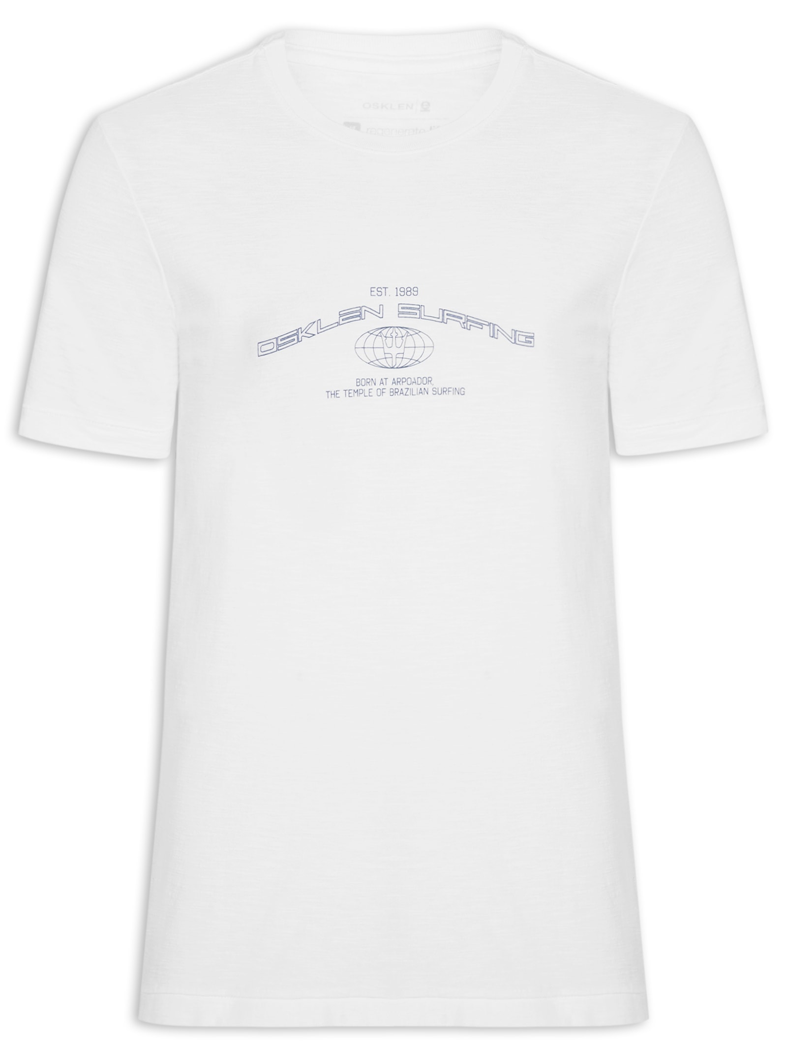 Camiseta Masculina Manga Curta Gola Careca Rough Surfing Tag Full Branco Osklen