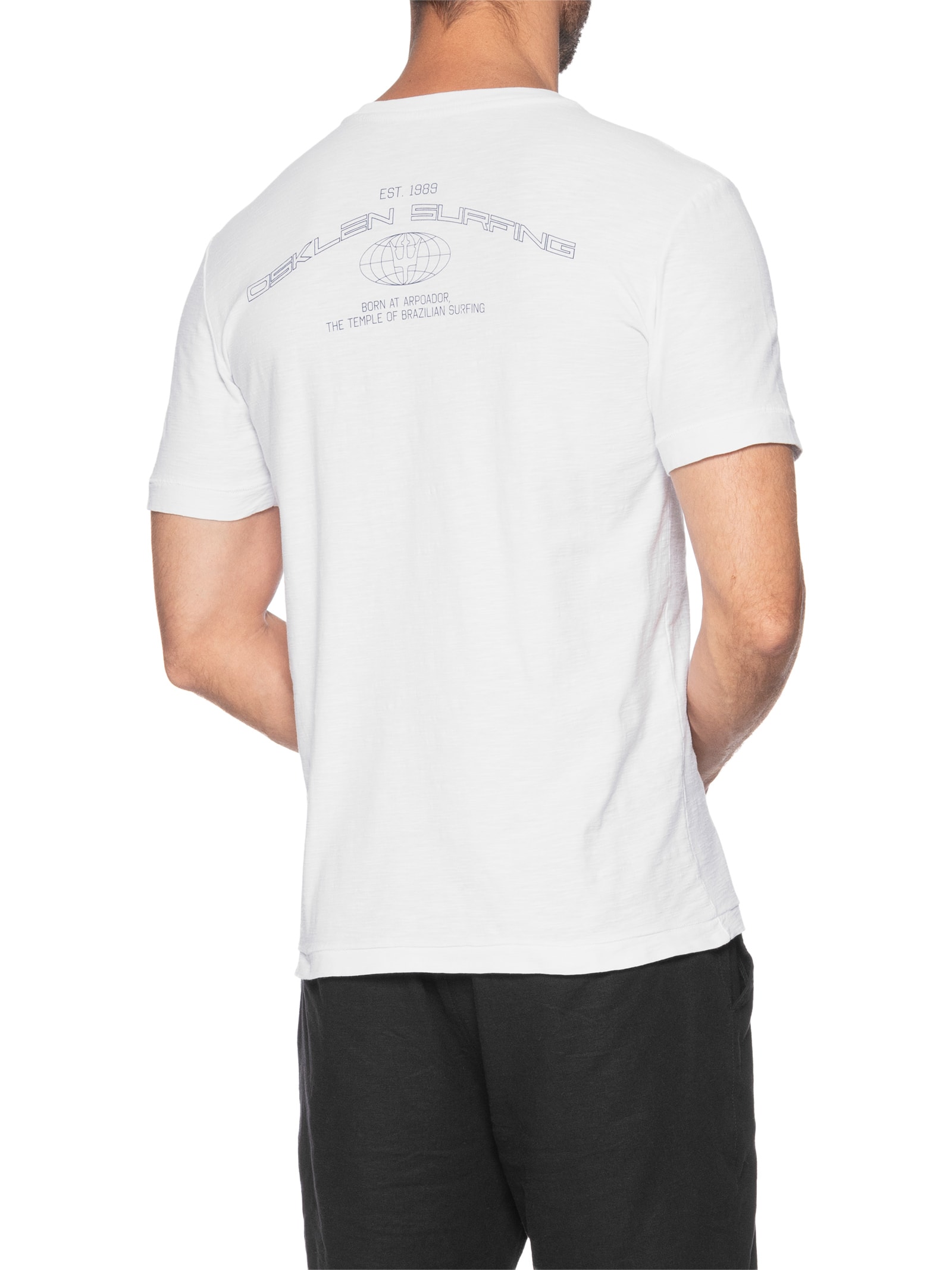 Camiseta Masculina Manga Curta Gola Careca Rough Surfing Tag Full Branco Osklen