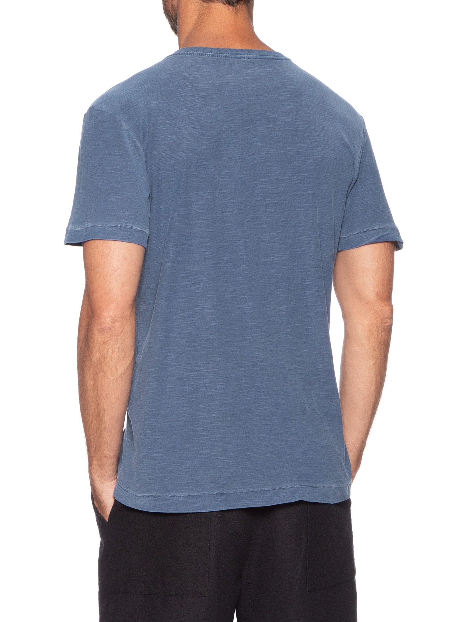 Camiseta Masculina Manga Curta Gola Careca Rough The City Slim Azul Osklen