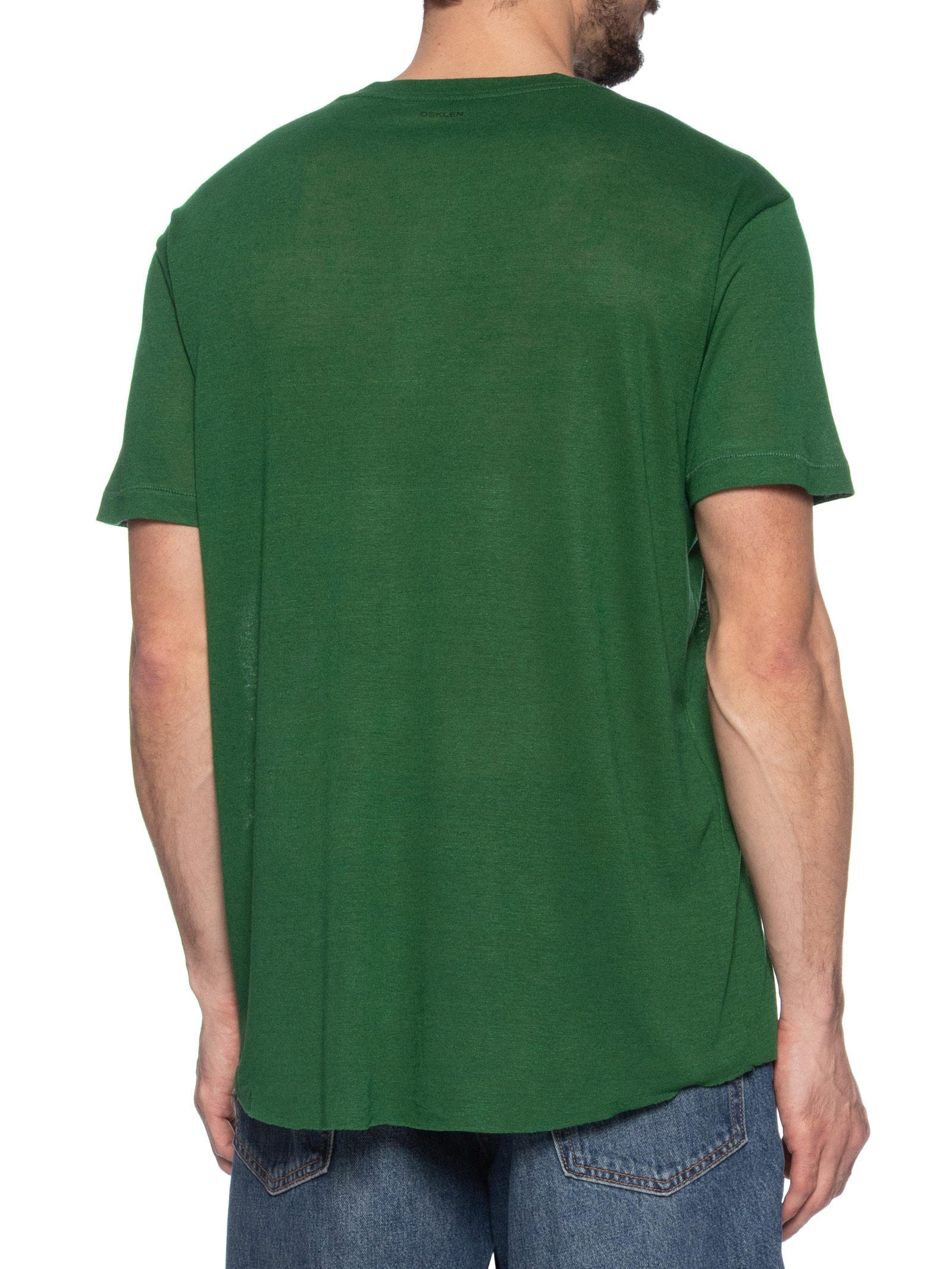 Camiseta Masculina Manga Curta Gola Careca Samba Light Linen Verde Osklen