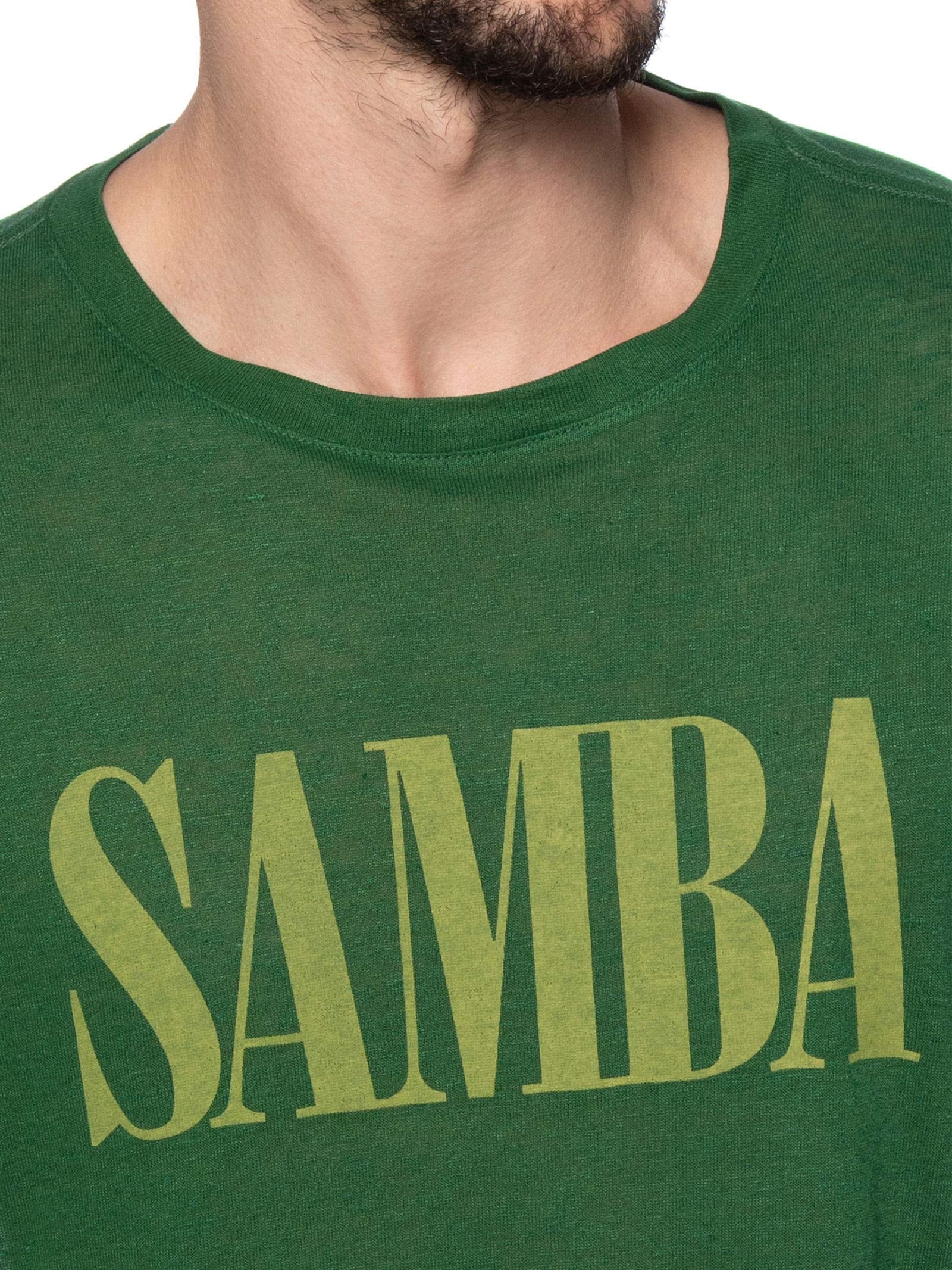 Camiseta Masculina Manga Curta Gola Careca Samba Light Linen Verde Osklen