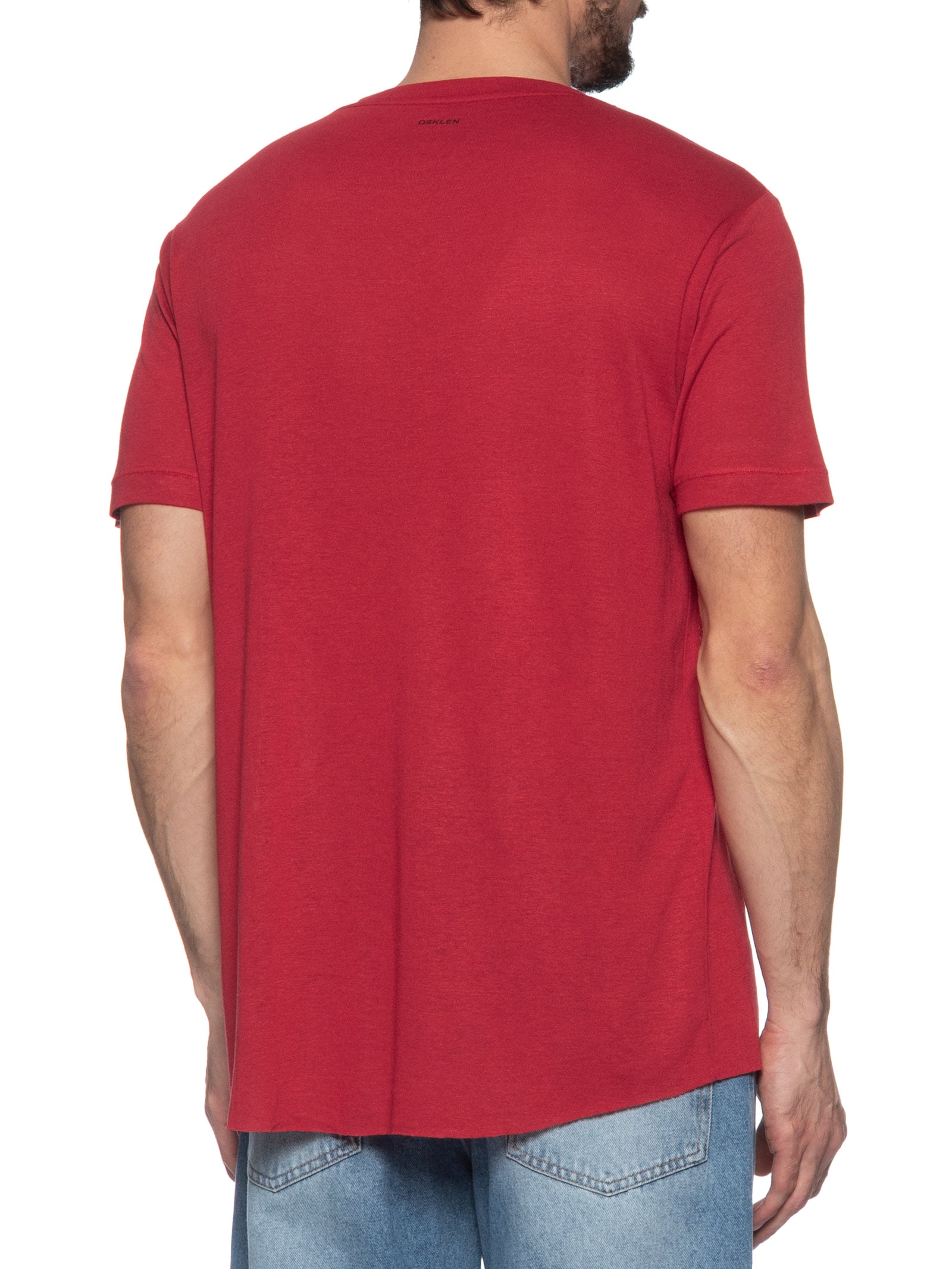 Camiseta Masculina Manga Curta Gola Careca Samba Light Linen Vermelho Osklen