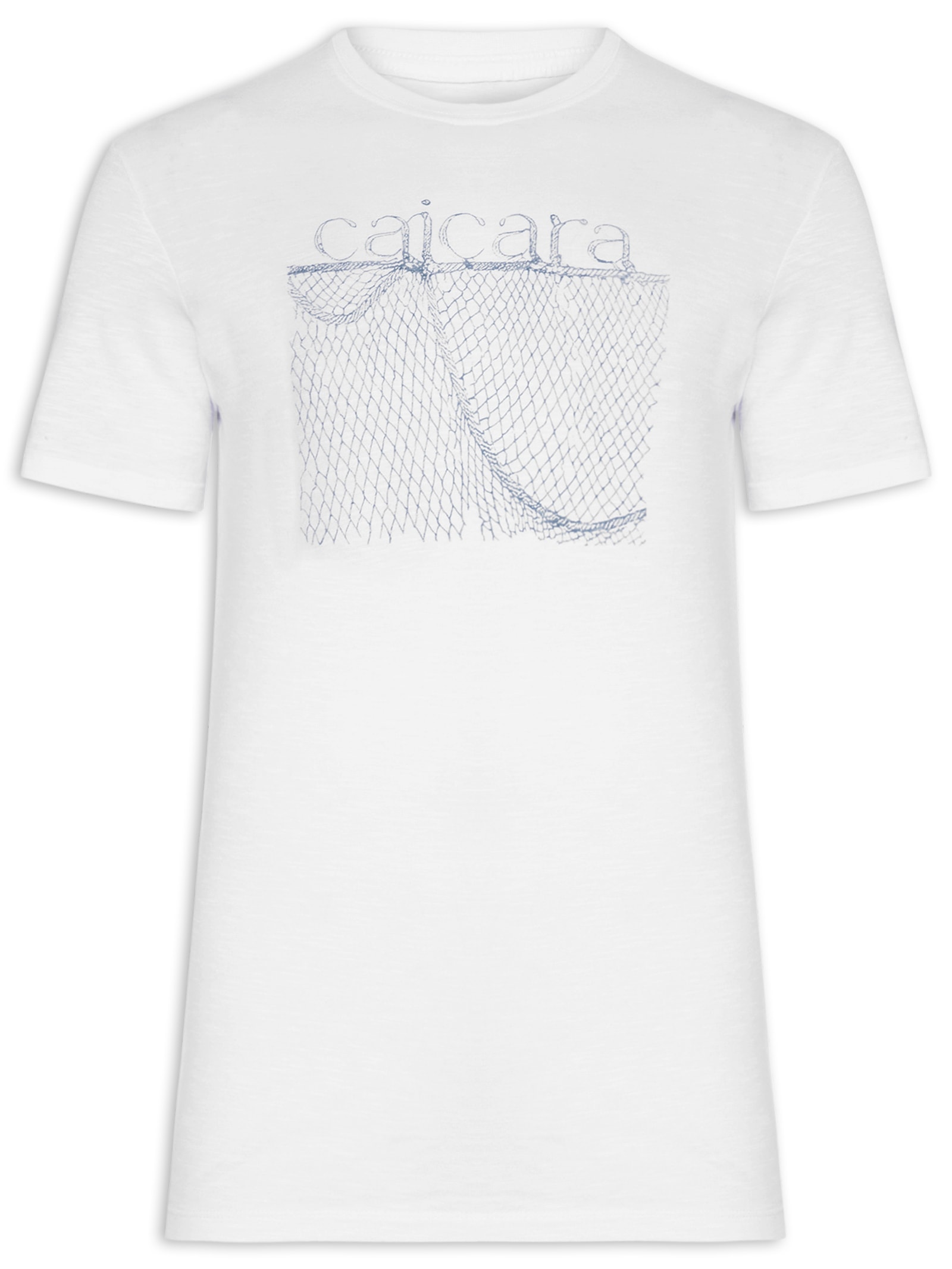 Camiseta Masculina Manga Curta Gola Careca Slim Organic Caiçara Rede Branco Osklen