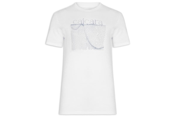 Camiseta Masculina Manga Curta Gola Careca Slim Organic Caiçara Rede - Branco