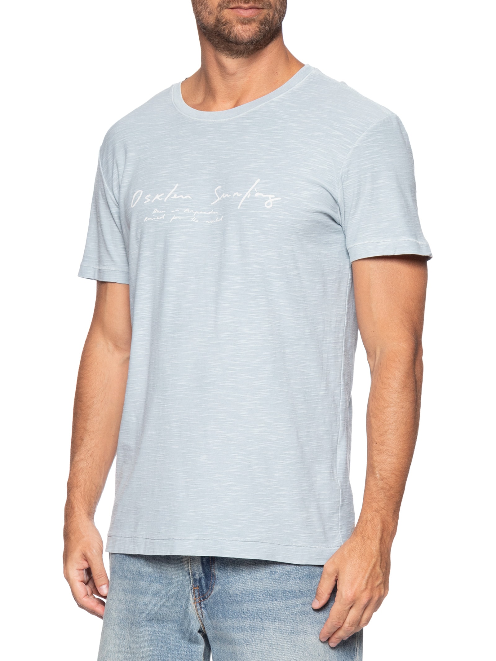 Camiseta Masculina Manga Curta Gola Careca Slim Rough Surfing Arpoador Slim -Azul Osklen