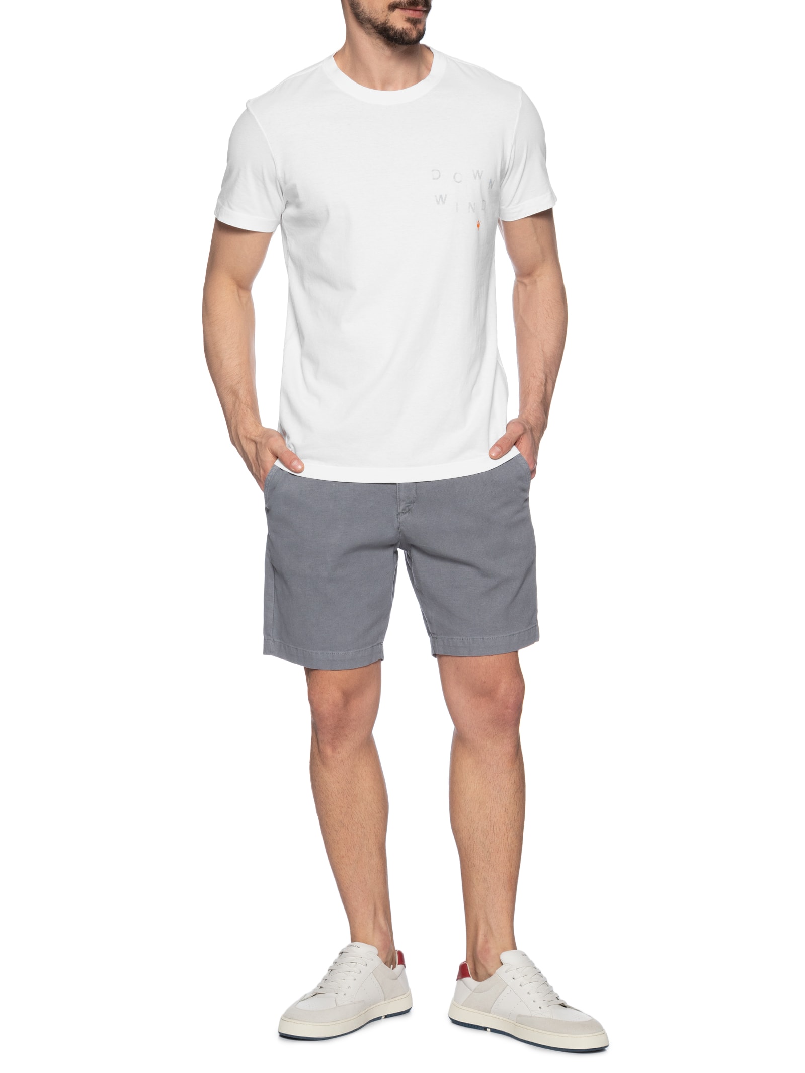 Camiseta Masculina Manga Curta Gola Careca Slim Stone Flor Surf Branco Osklen