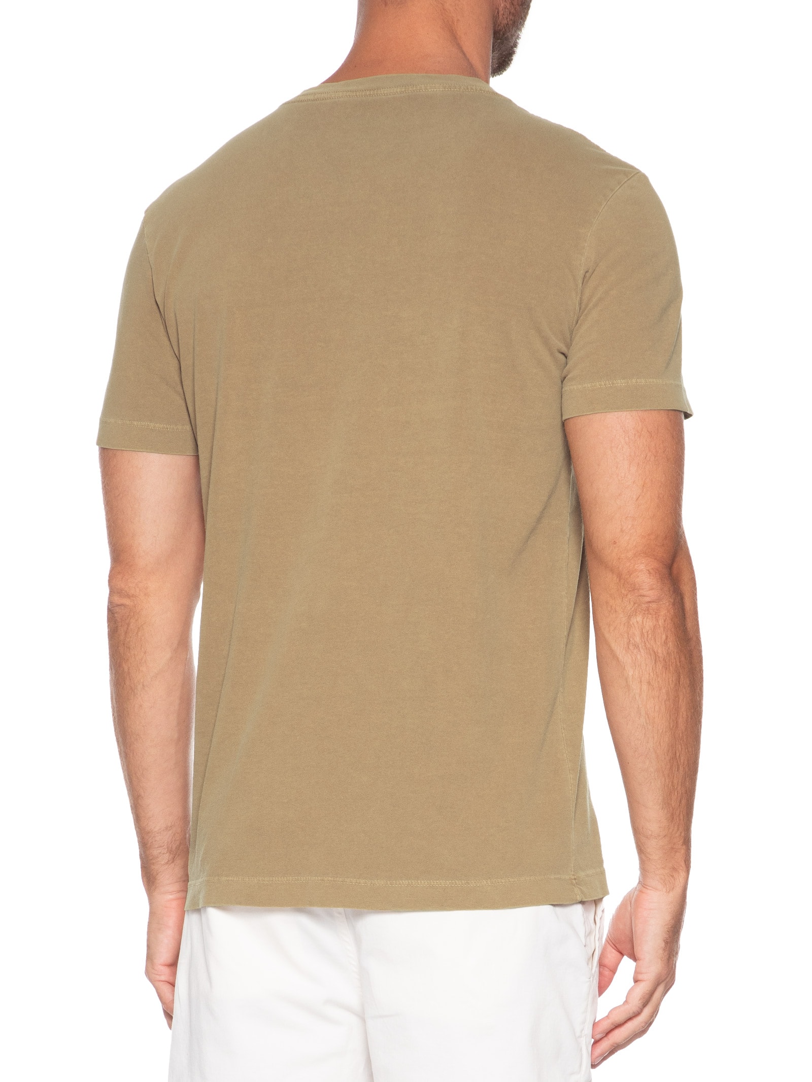 Camiseta Masculina Manga Curta Gola Careca Slim Stone Imperial Bege Osklen
