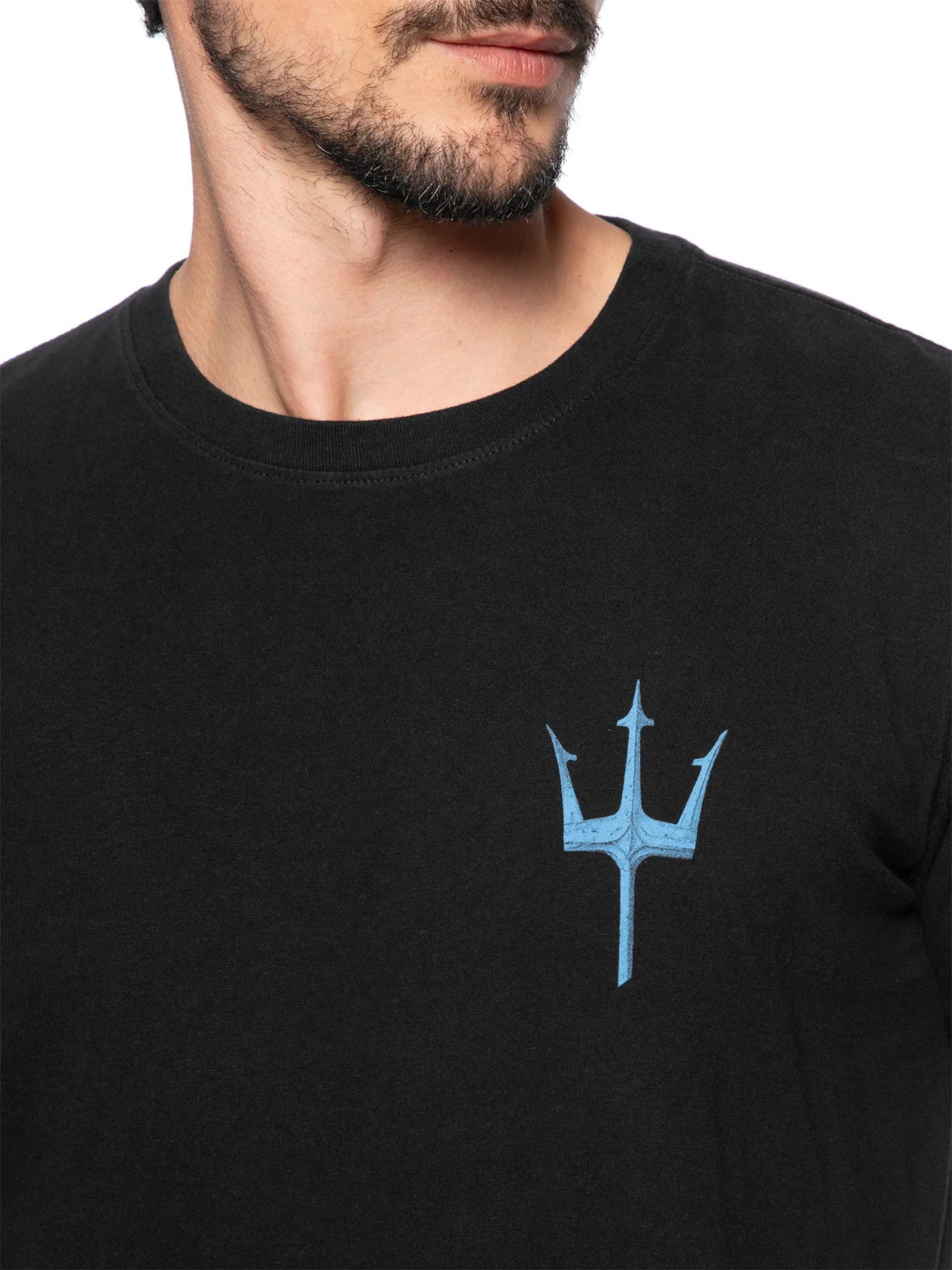 Camiseta Masculina Manga Curta Gola Careca Slim Tridente Madeira Preto Osklen