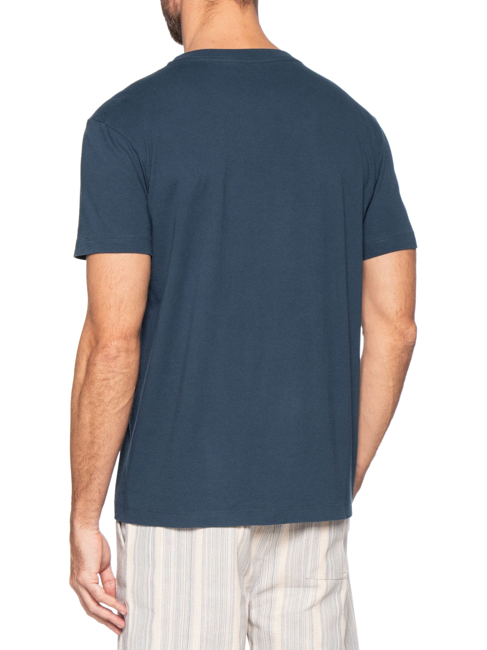 Camiseta Masculina Manga Curta Gola Careca Slim Vintage Azul Osklen
