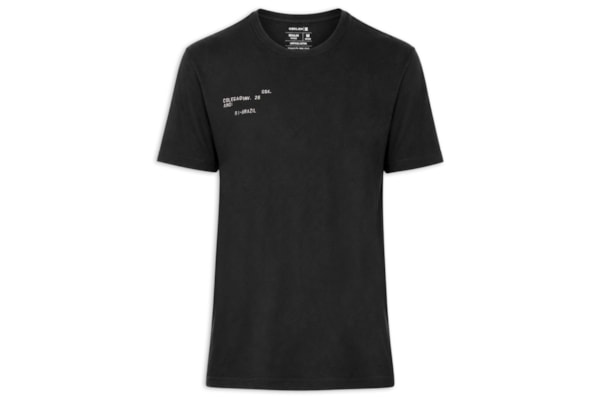 Camiseta Masculina Manga Curta Gola Careca Slim Vintage Carimbo - Preto