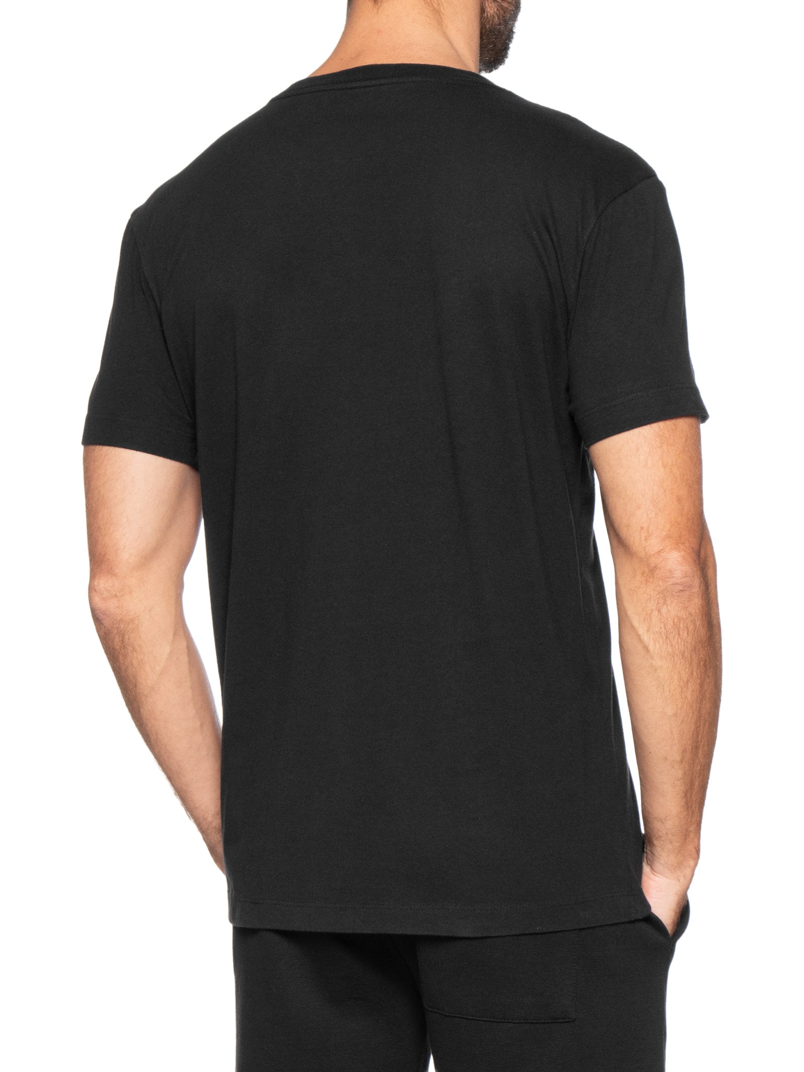 Camiseta Masculina Manga Curta Gola Careca Slim Vintage Carimbo Preto Osklen
