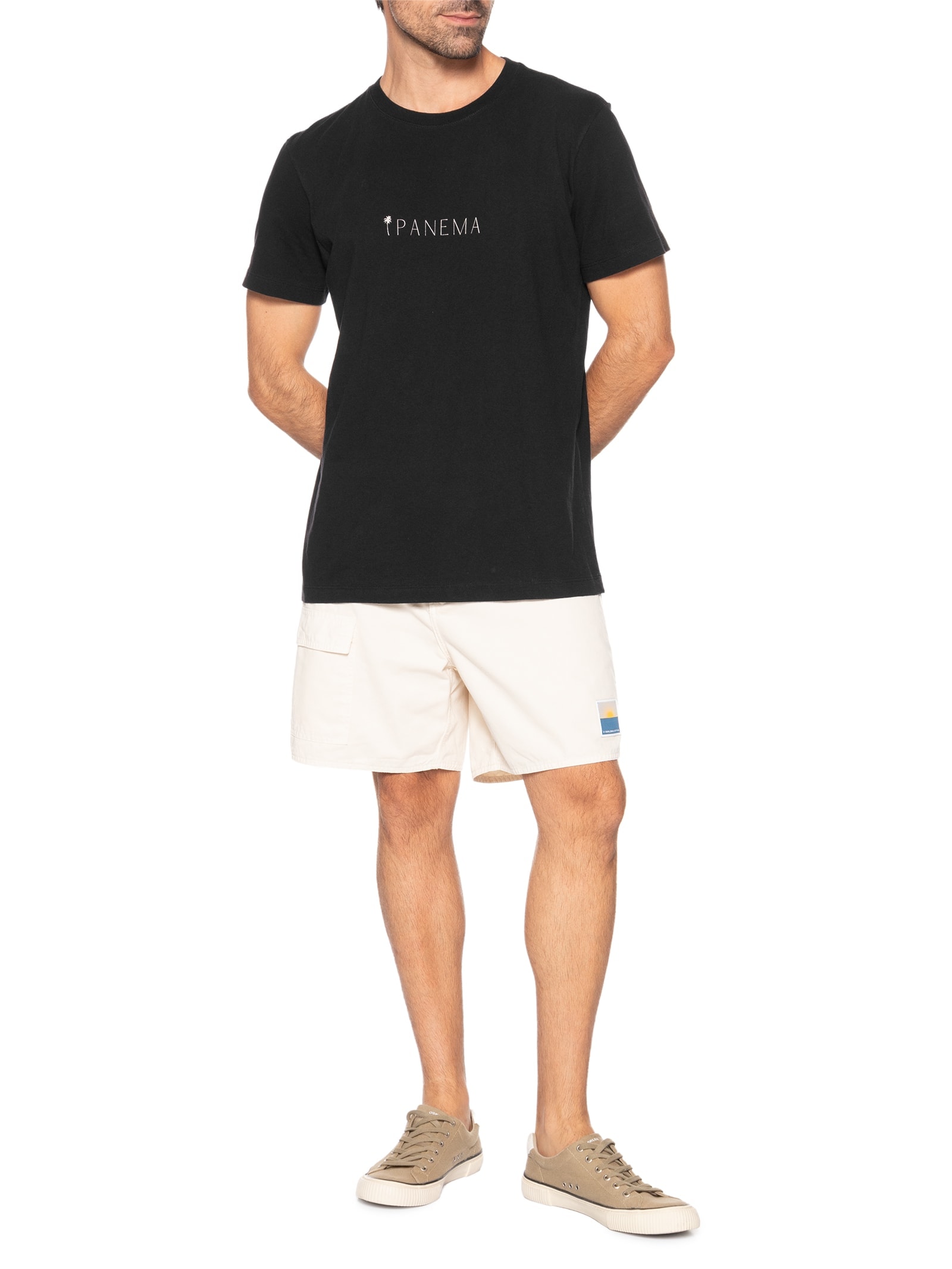 Camiseta Masculina Manga Curta Gola Careca Slim Vintage Imperial Black Preto Osklen