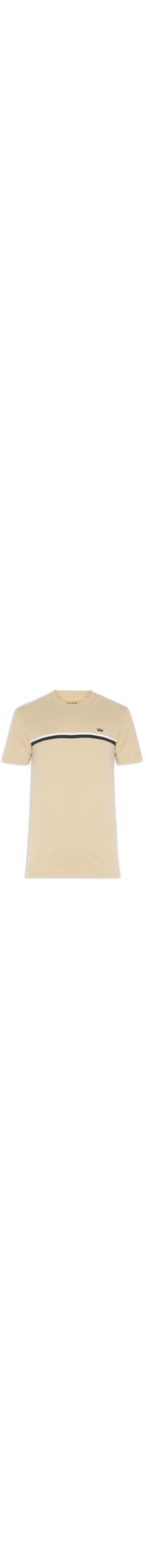 Camiseta Masculina Manga Curta Gola Careca Slim Vintage Listra Riva Coroa- Bege