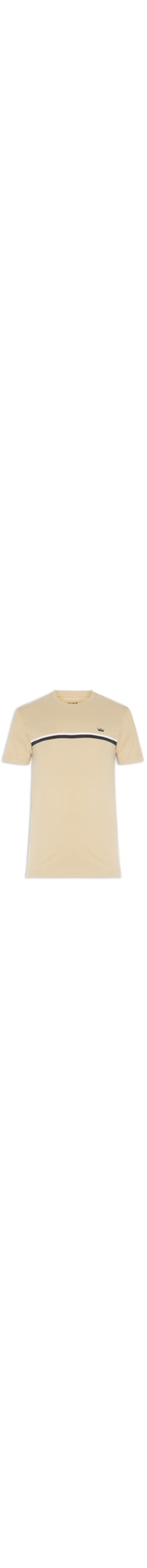 Camiseta Masculina Manga Curta Gola Careca Slim Vintage Listra Riva Coroa- Bege