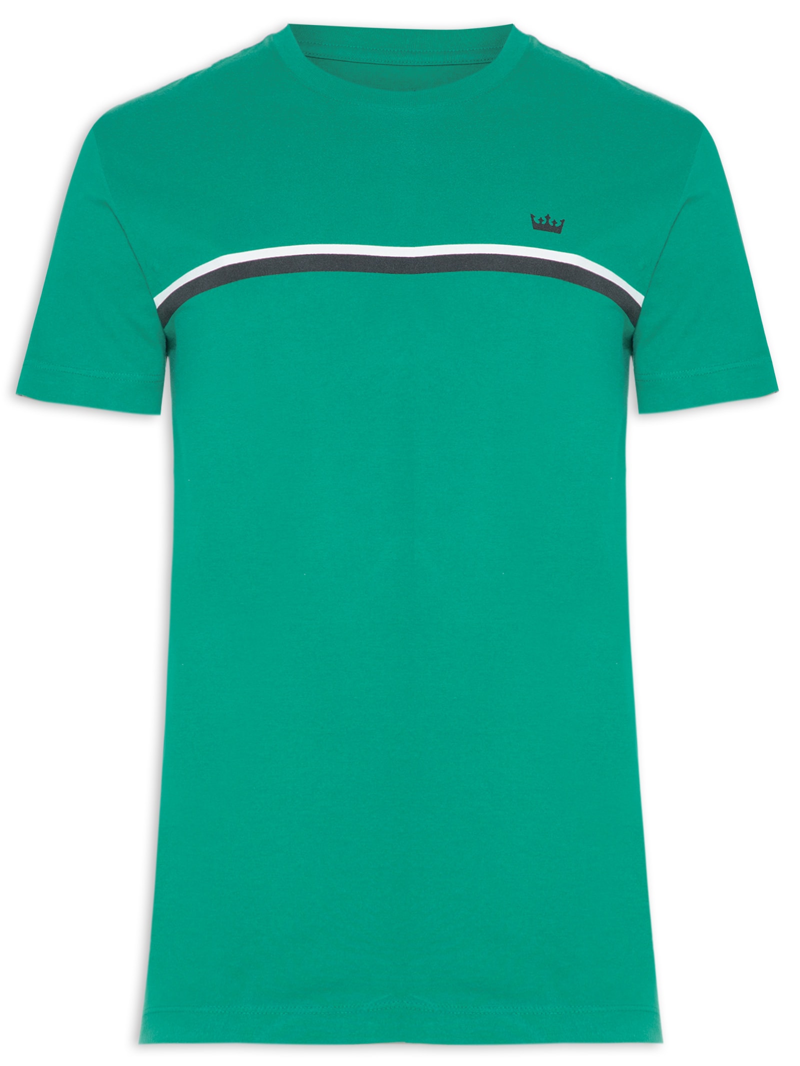 Camiseta Masculina Manga Curta Gola Careca Slim Vintage Listra Riva Coroa- Verde Osklen