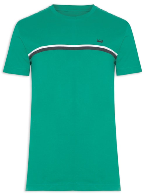 Camiseta Masculina Manga Curta Gola Careca Slim Vintage Listra Riva Coroa- Verde