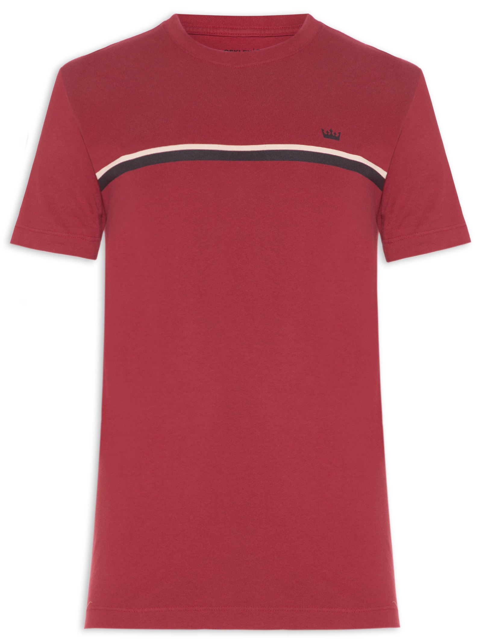 Camiseta Masculina Manga Curta Gola Careca Slim Vintage Listra Riva Coroa- Vermelho Osklen