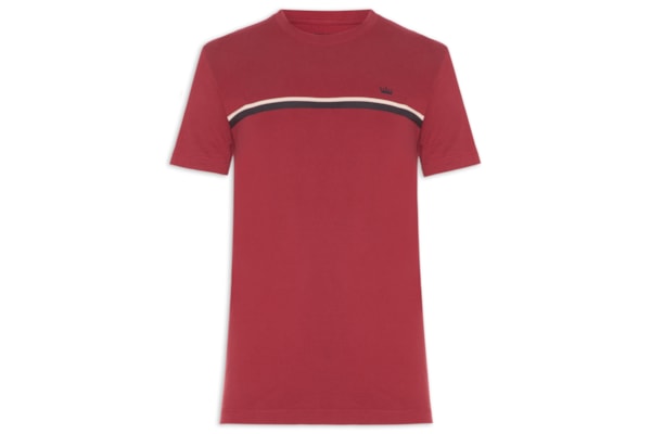 Camiseta Masculina Manga Curta Gola Careca Slim Vintage Listra Riva Coroa- Vermelho