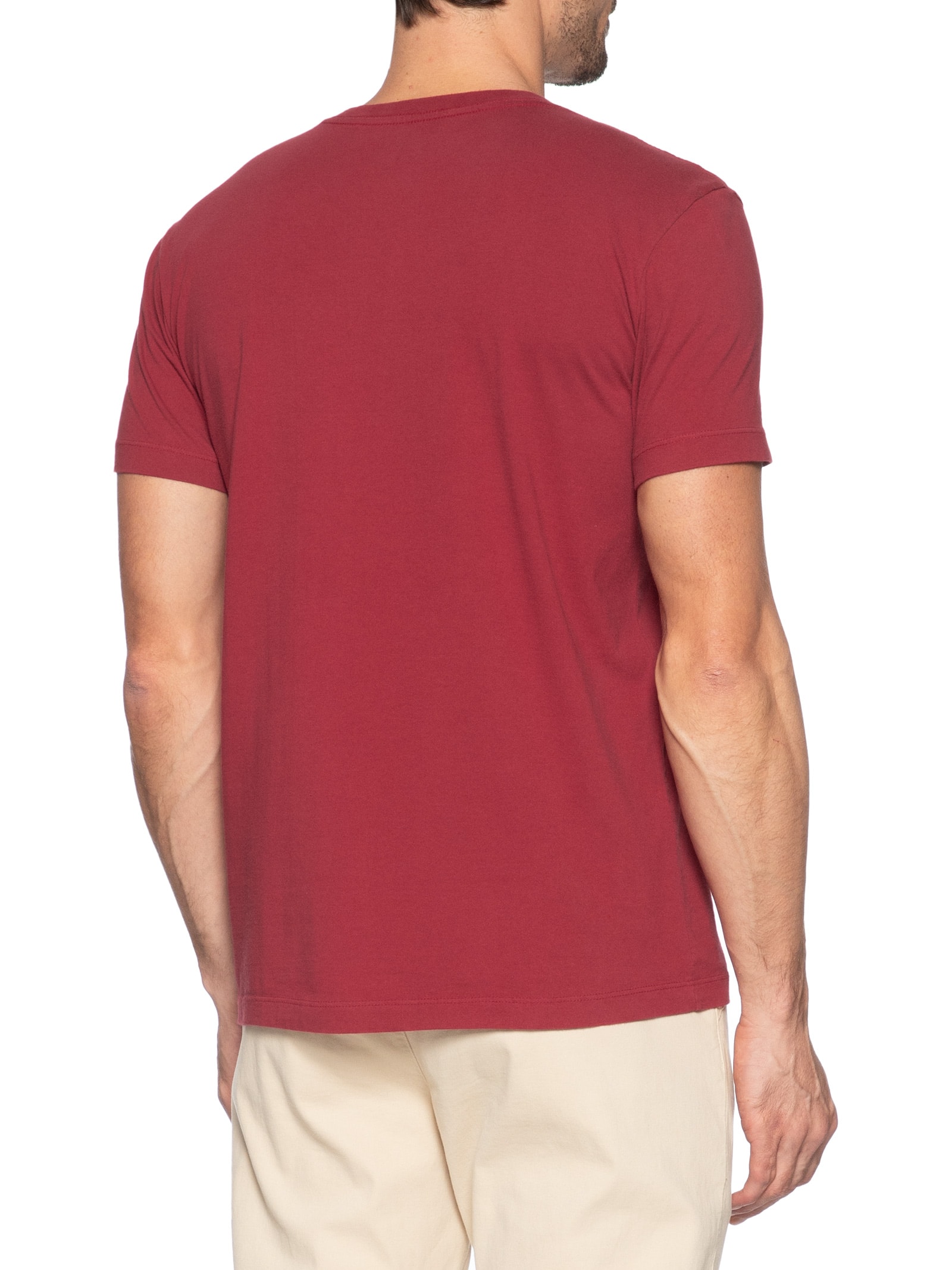 Camiseta Masculina Manga Curta Gola Careca Slim Vintage Listra Riva Coroa- Vermelho Osklen