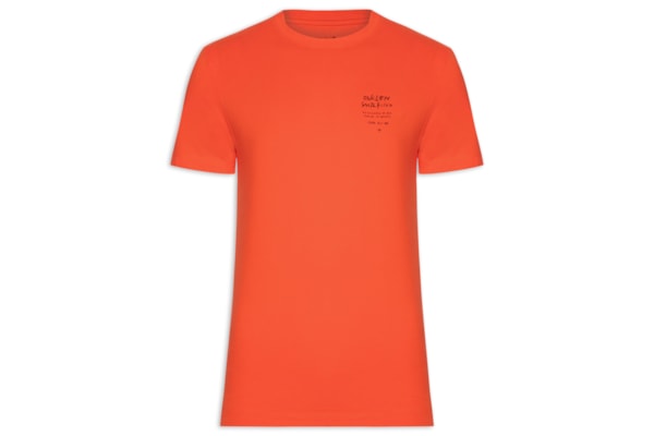 Camiseta Masculina Manga Curta Gola Careca Slim Vintage Surf Handwriting - Laranja