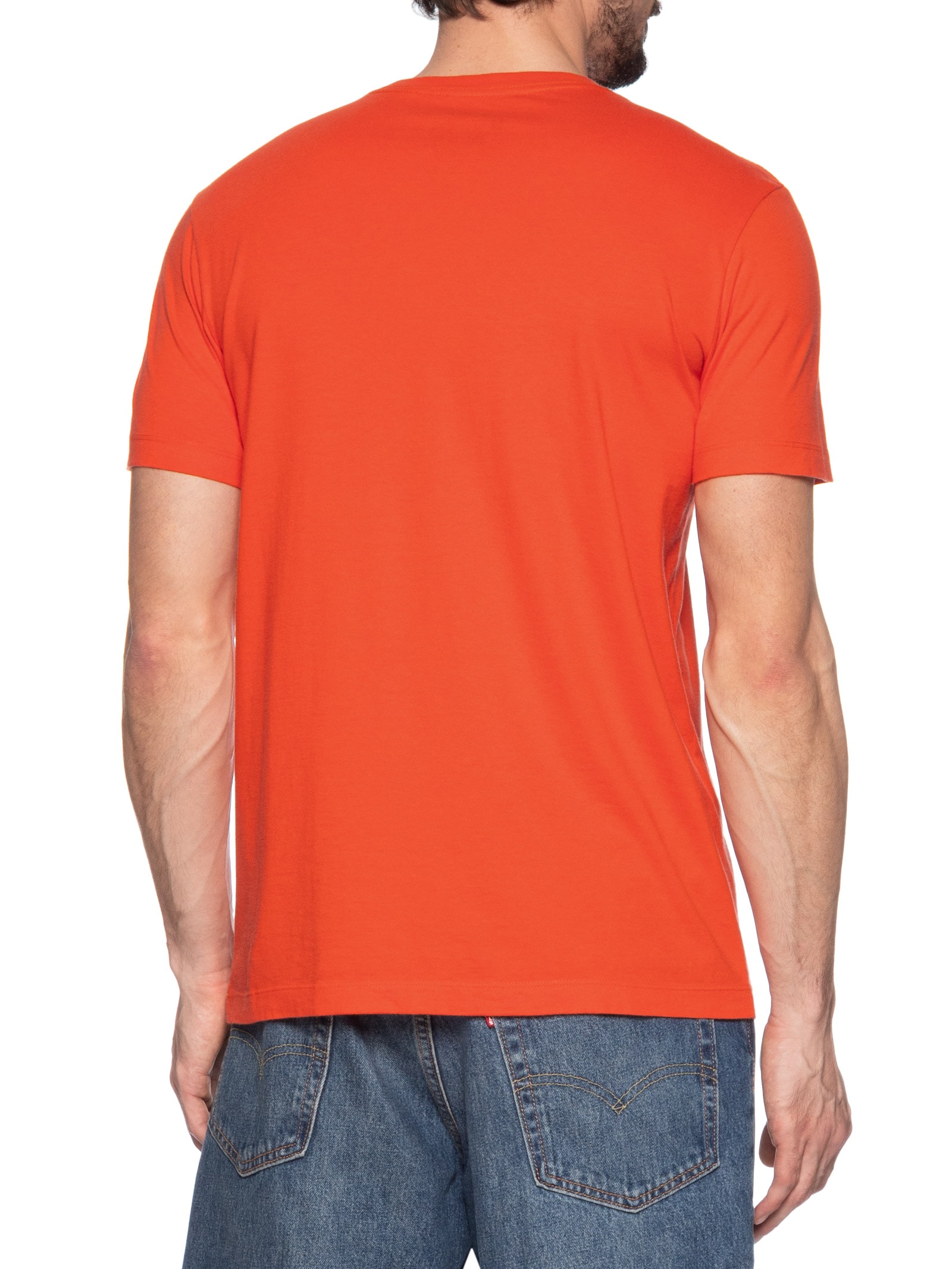 Camiseta Masculina Manga Curta Gola Careca Slim Vintage Surf Handwriting Laranja Osklen