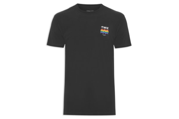 Camiseta Masculina Manga Curta Gola Careca Soft Used Brasao Color - Preto