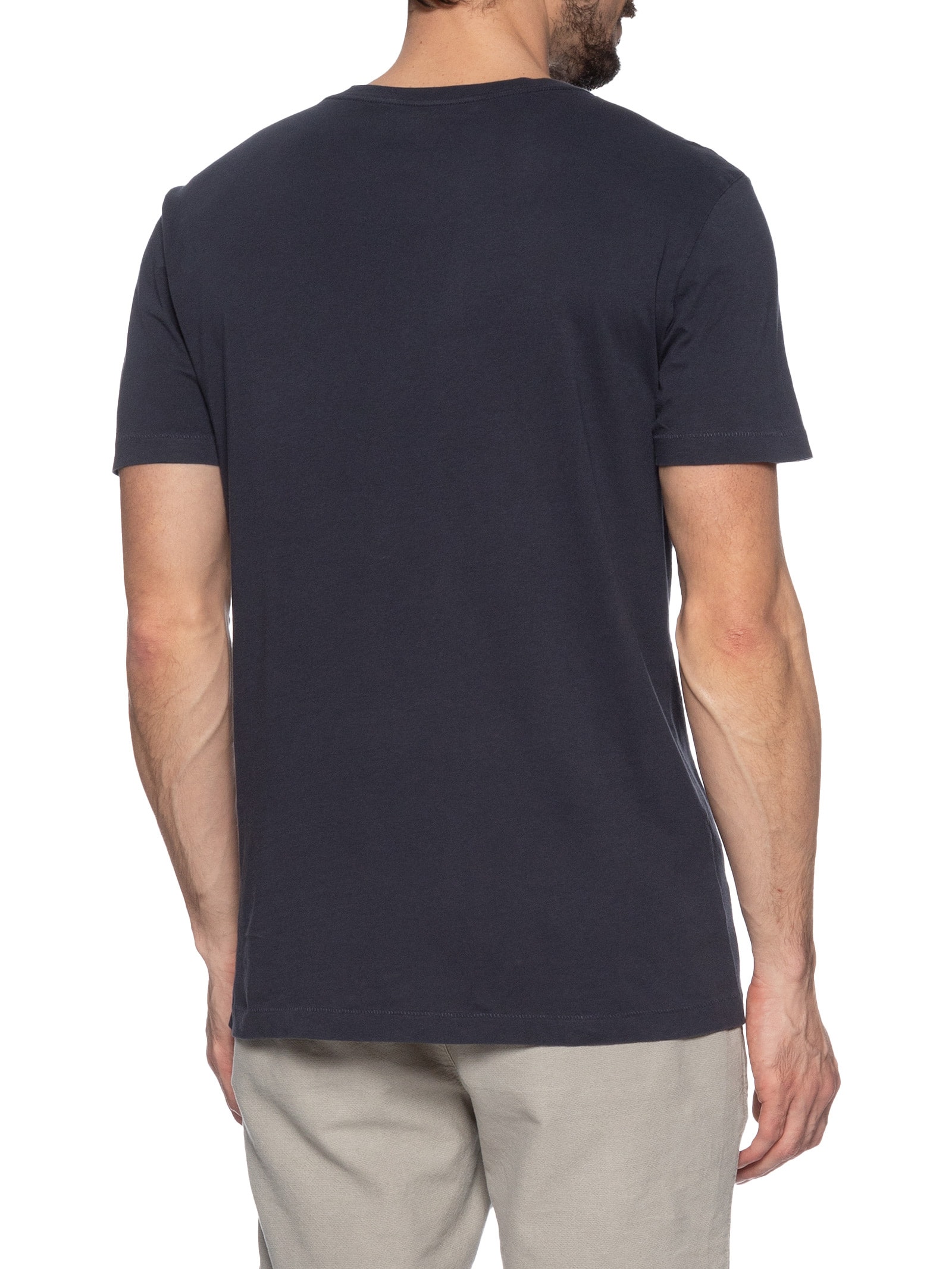 Camiseta Masculina Manga Curta Gola Careca Soft Used Brasão Gaze Azul Osklen