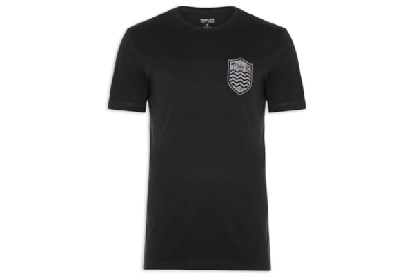 Camiseta Masculina Manga Curta Gola Careca Soft Used Brasão Gaze - Preto