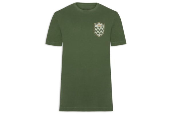 Camiseta Masculina Manga Curta Gola Careca Soft Used Brasão Gaze - Verde